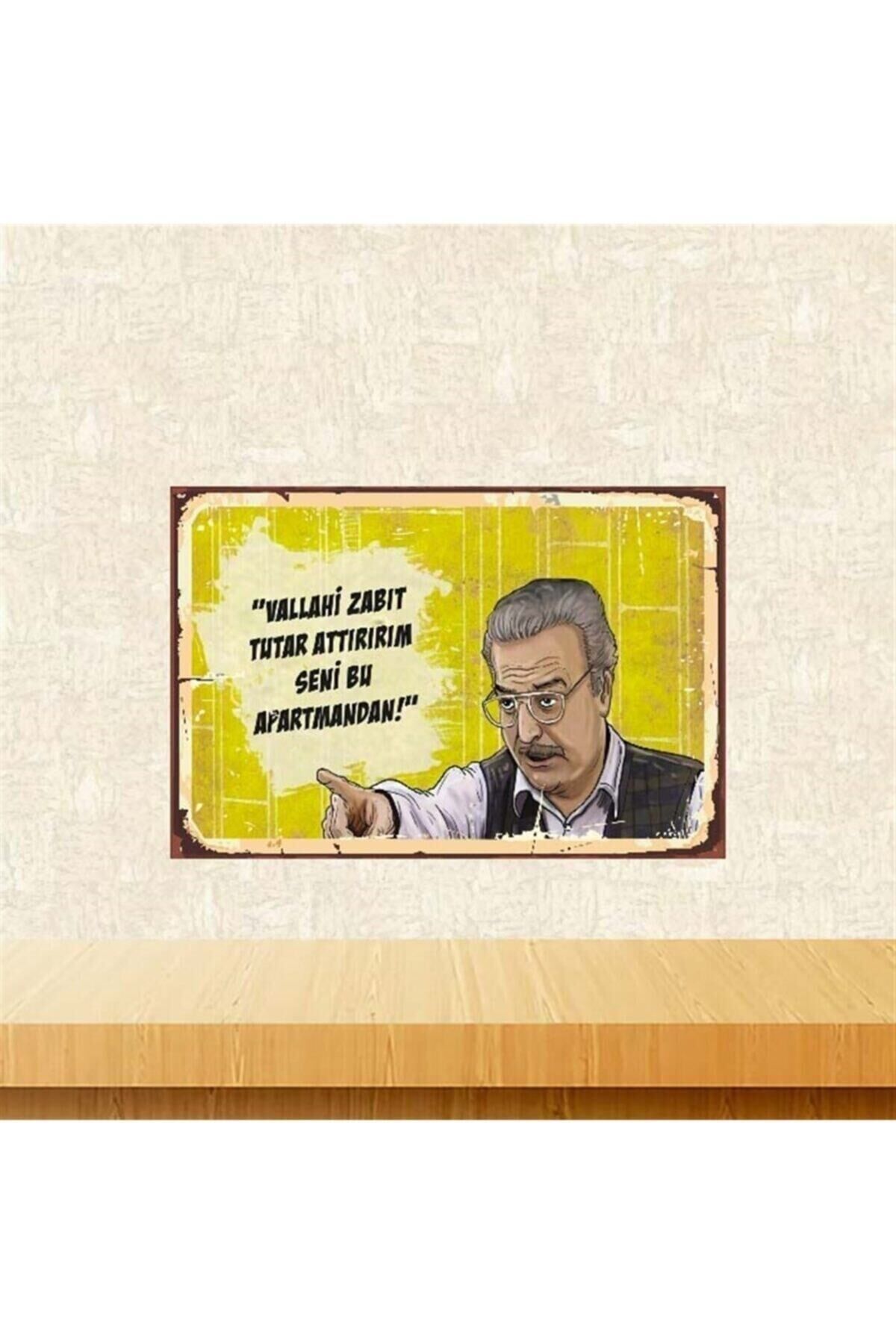 Bizimkiler Sabri Bey Zabıt Tutar Attırırım 20-30 Cm Retro Ahşap Poster