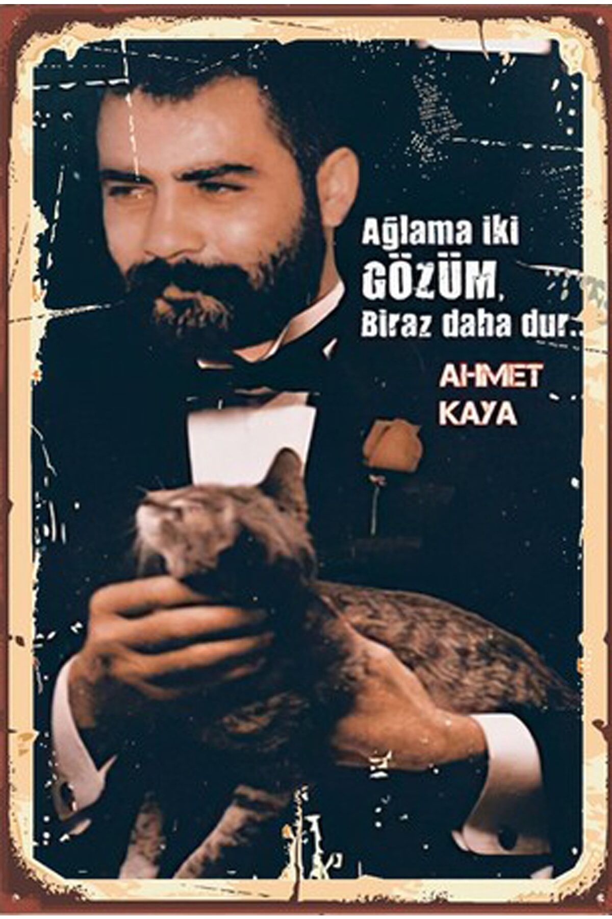 Ahmet Kaya - Retro Ahşap Poster
