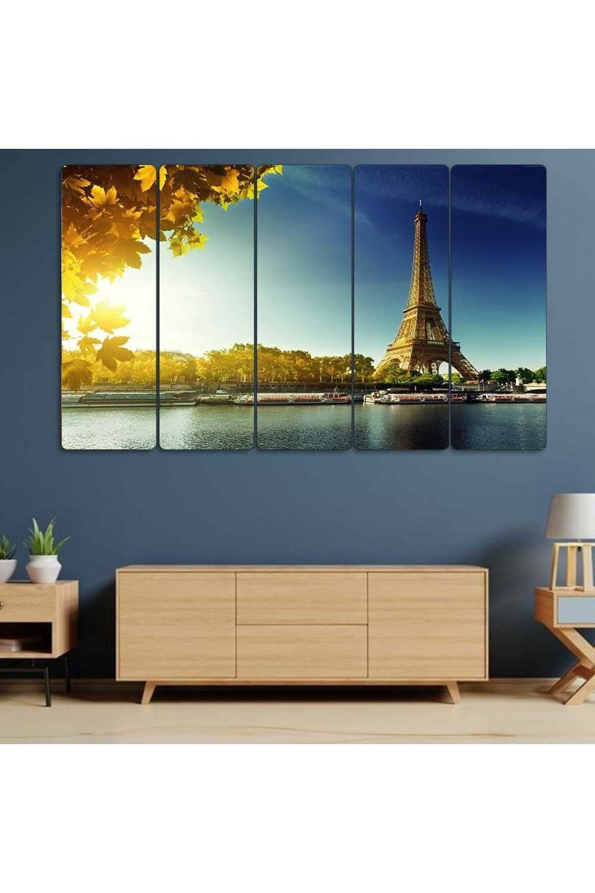 Paris Eyfel Kulesi, Eifel Tower, Fransa - 5 Parçalı Tablo