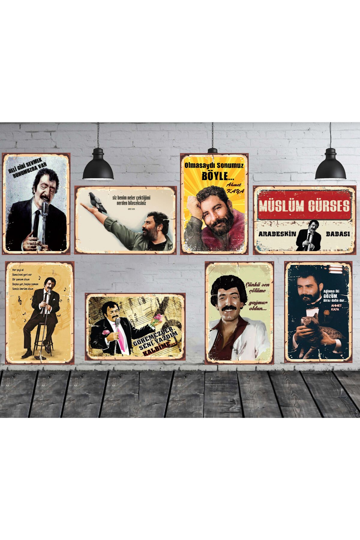 Ahmet Kaya Müslüm Gürses Temalı 8 Adet 20 X 30 Cm Mdf Duvar Tablosu