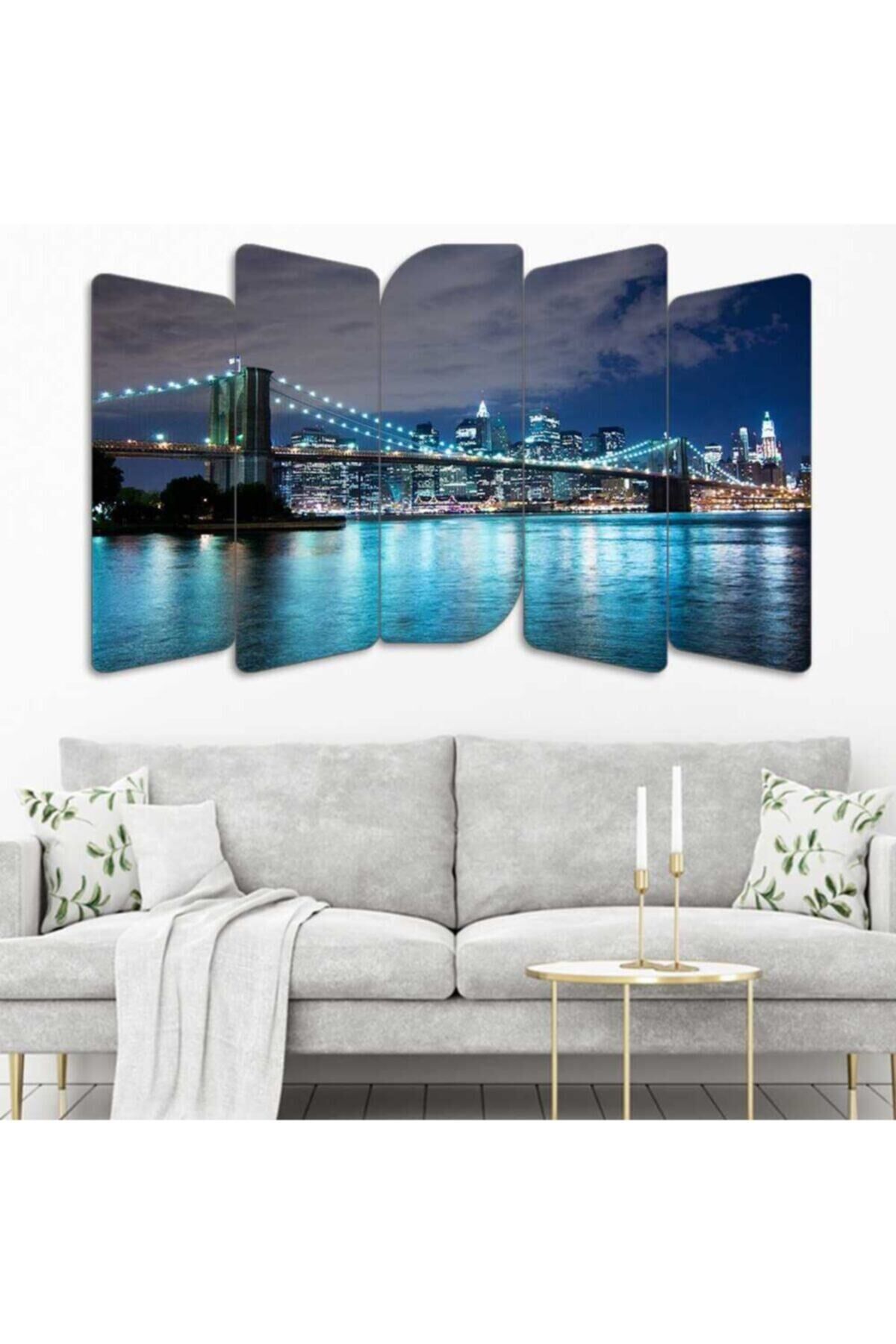 Brooklyn Köprüsü Newyork - 5 Parçalı Tablo