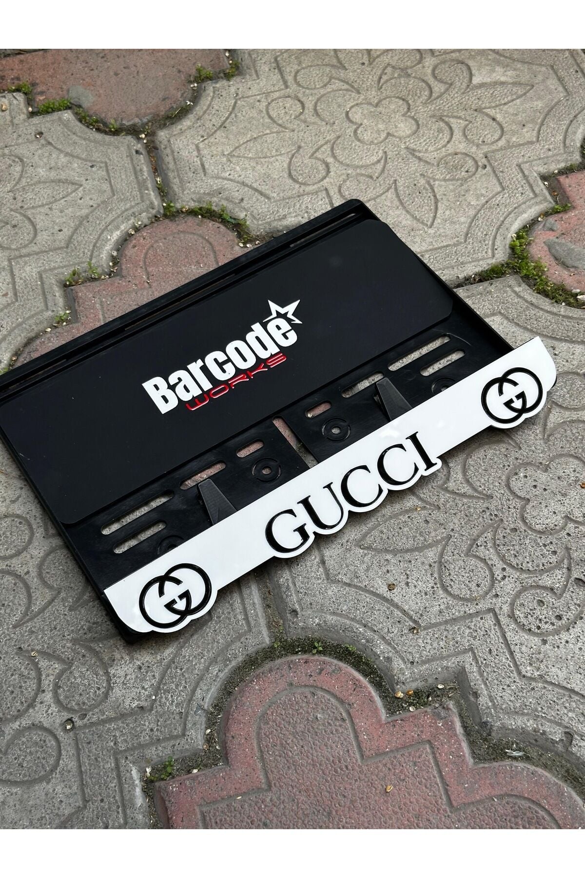 Motorsiklet Plakalık Guccci Model Beyaz