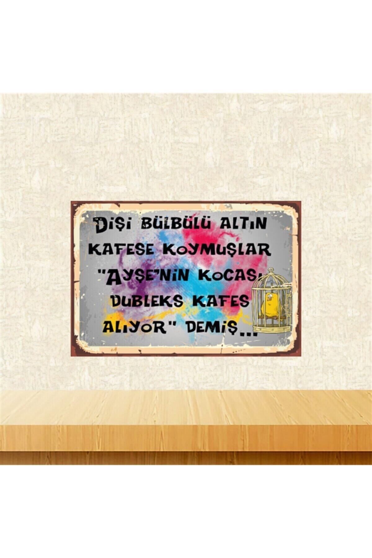 Bülbülü Altın Kafese Koymuşlar Retro Ahşap Tablo Tkfx5468 20-30 Cm