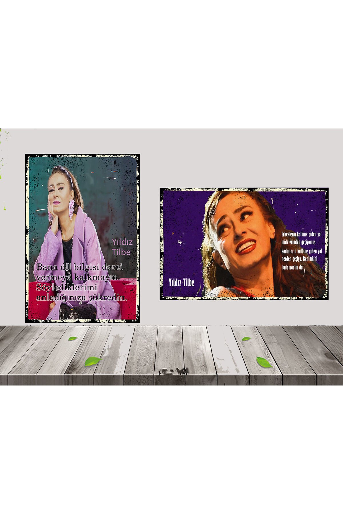 Yıldız Tilbe 2 Parça 20 x 30 CM Retro Ahşap Tablo Seti 0265