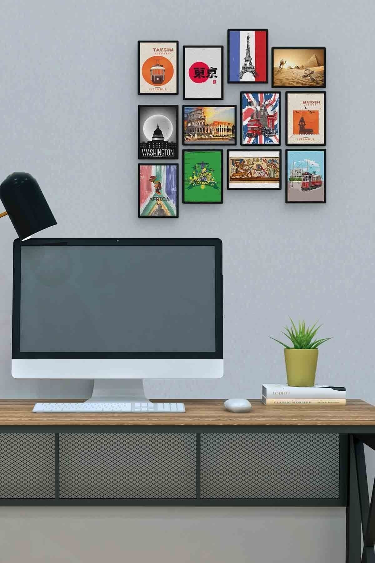 Şehirler 12 Parça Mdf (ahşap) Tablo Ofis Boyu