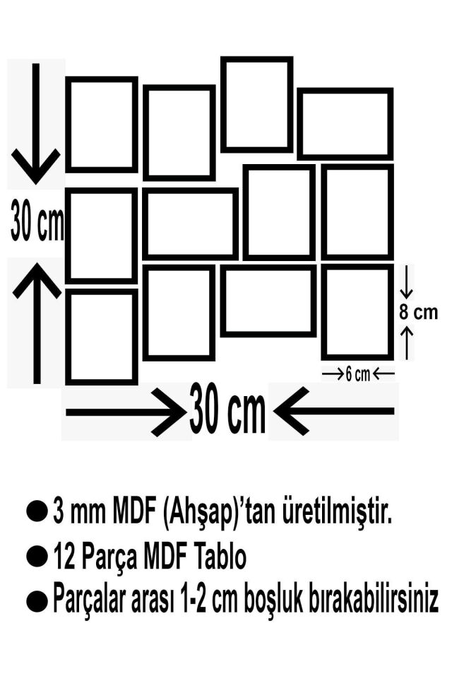 Şehirler 12 Parça Mdf (ahşap) Tablo Ofis Boyu