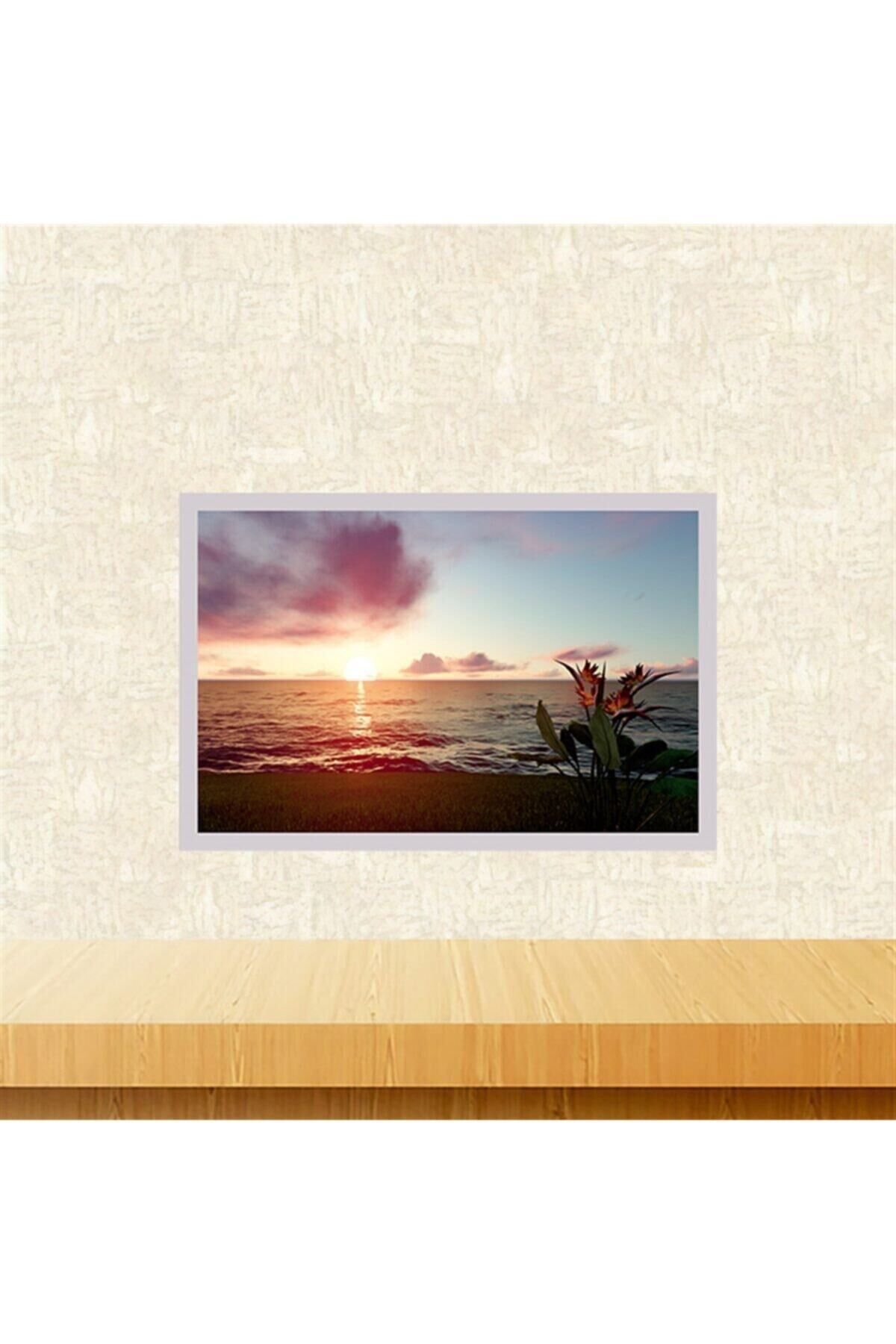 Günbatımı Çiçeği 20-30 cm Retro Ahşap Tablo Tkfx5916