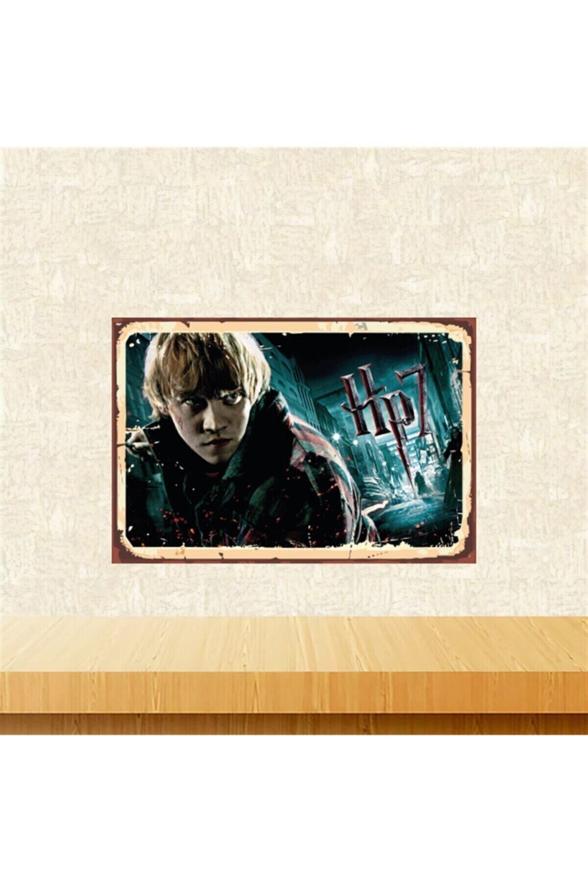 Mavi Ron Weasley Retro Ahşap Tablo Tkfx5595