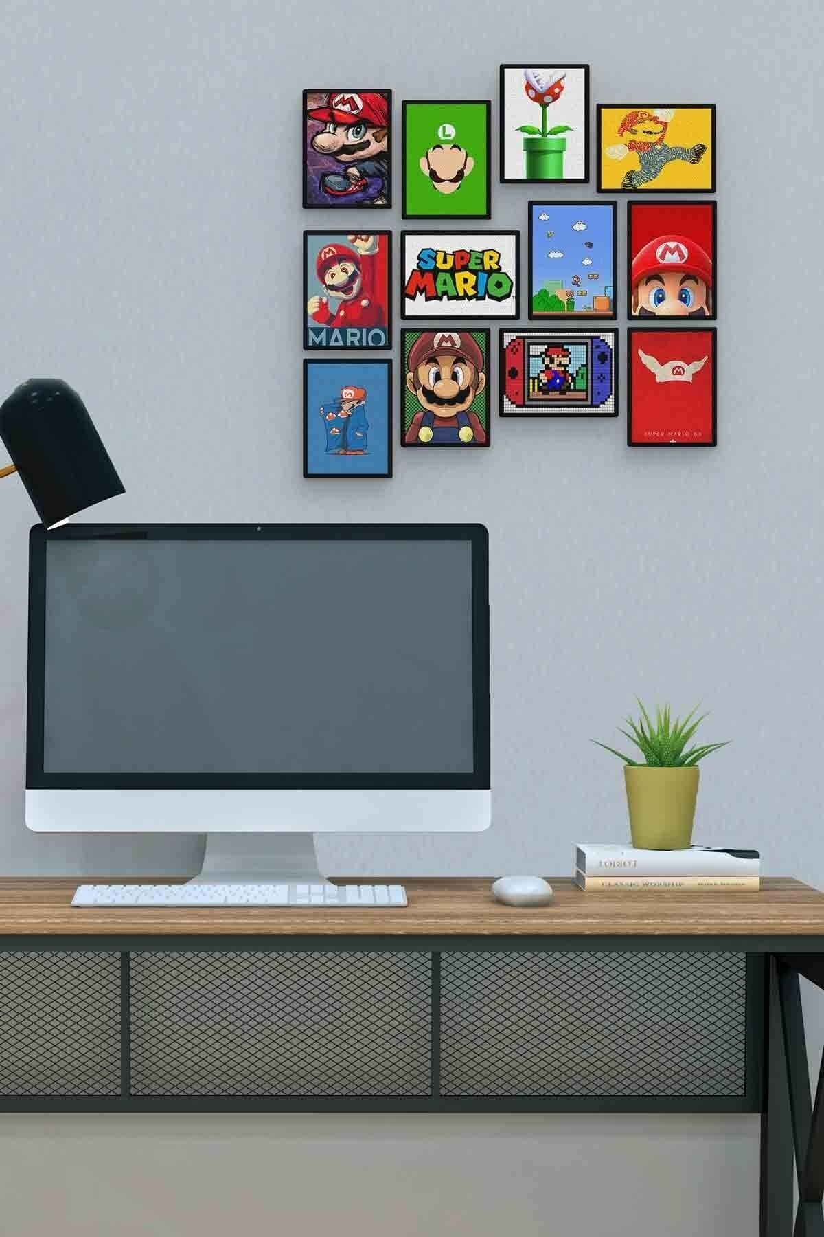 Süper Mario 12 Parça Mdf (ahşap) Tablo Ofis Boyu