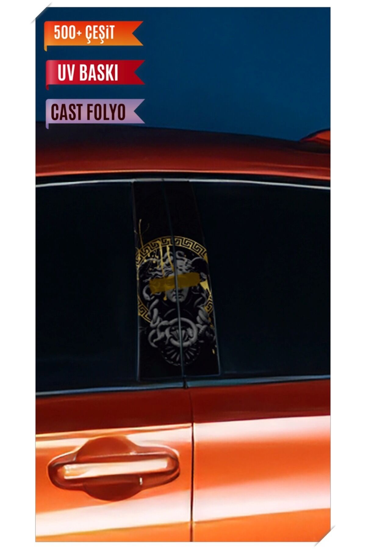 Araç Kapı Direk Kaplama Folyosu Desenli (Sağ Sol Takım) (2 Adet) - 22x50 Cm