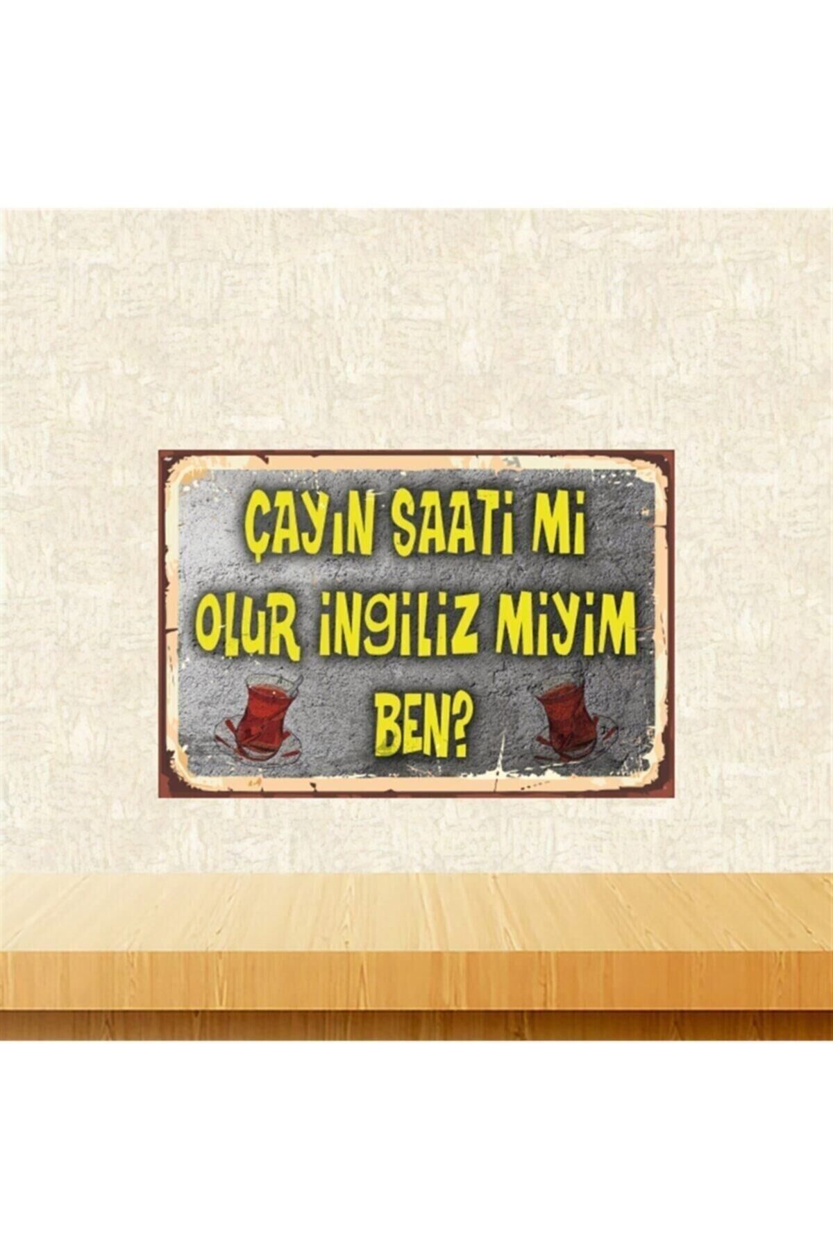 Çayın Saati Mi Olur 20-30 Cm Retro Ahşap Tablo Tkfx5534