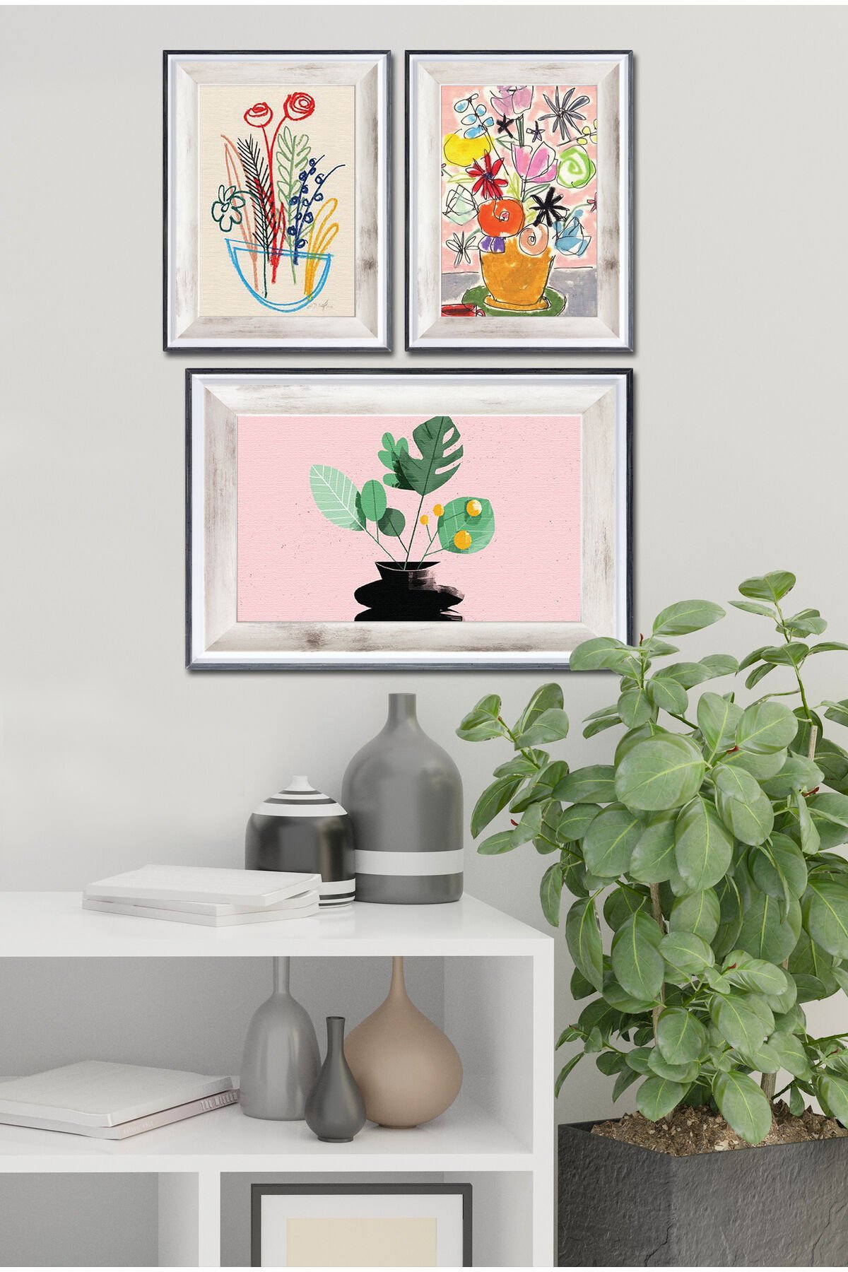 Parçalı Çerçeve Görünümlü Mdf Tablo Seti DNS