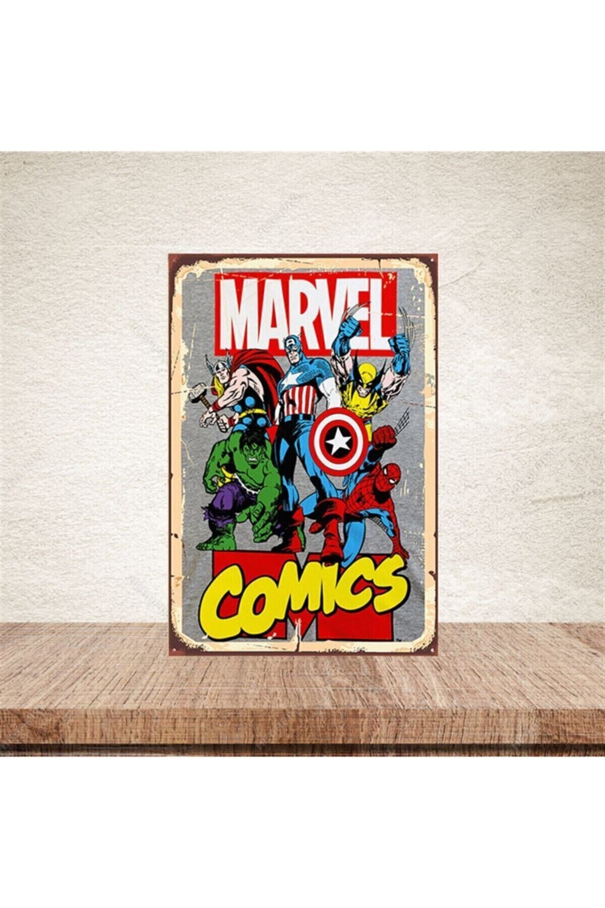 Marvel Comics 20-30 cm Retro Ahşap Poster