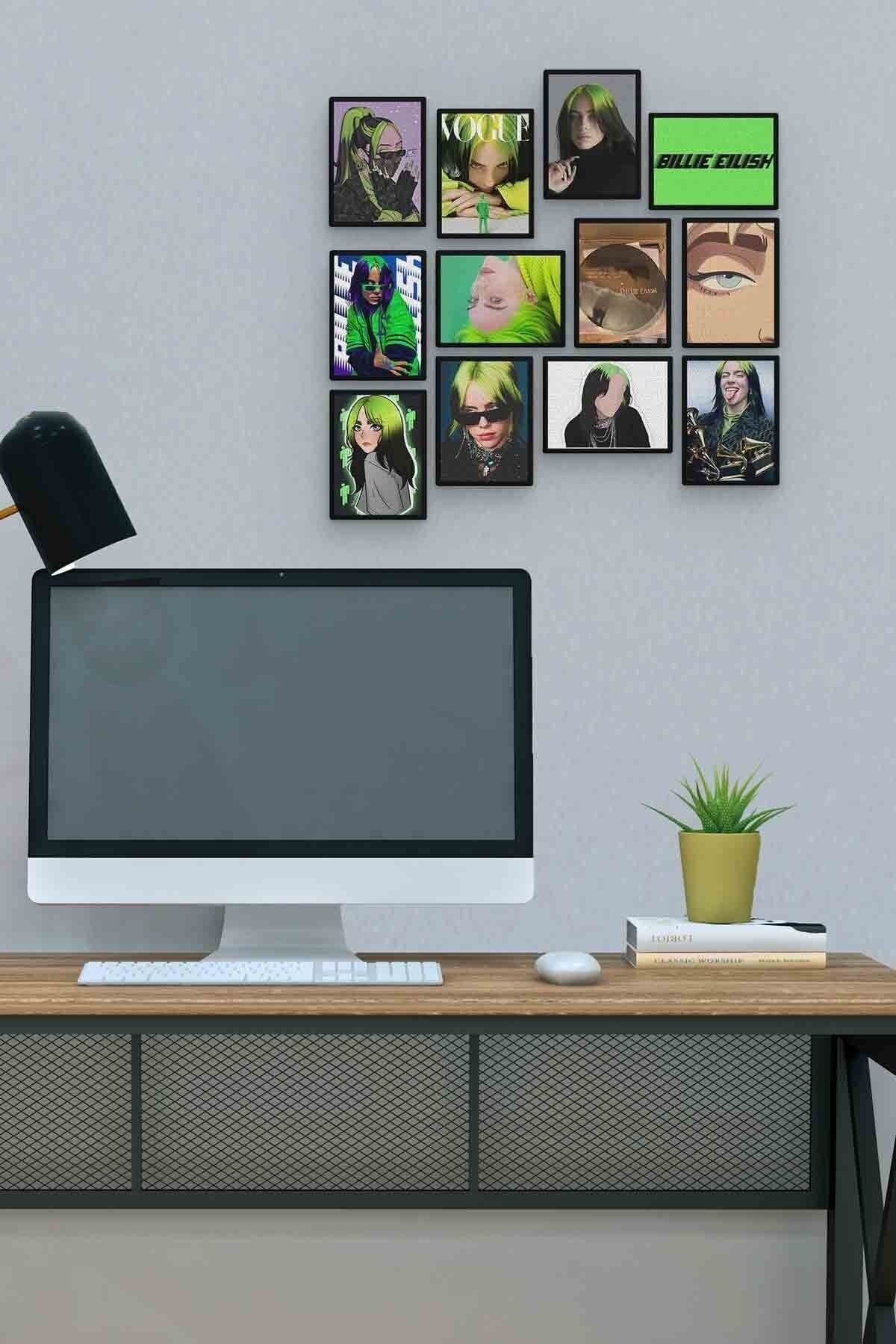 Billie Eilish 12 Parça Mdf (ahşap) Tablo Ofis Boyu