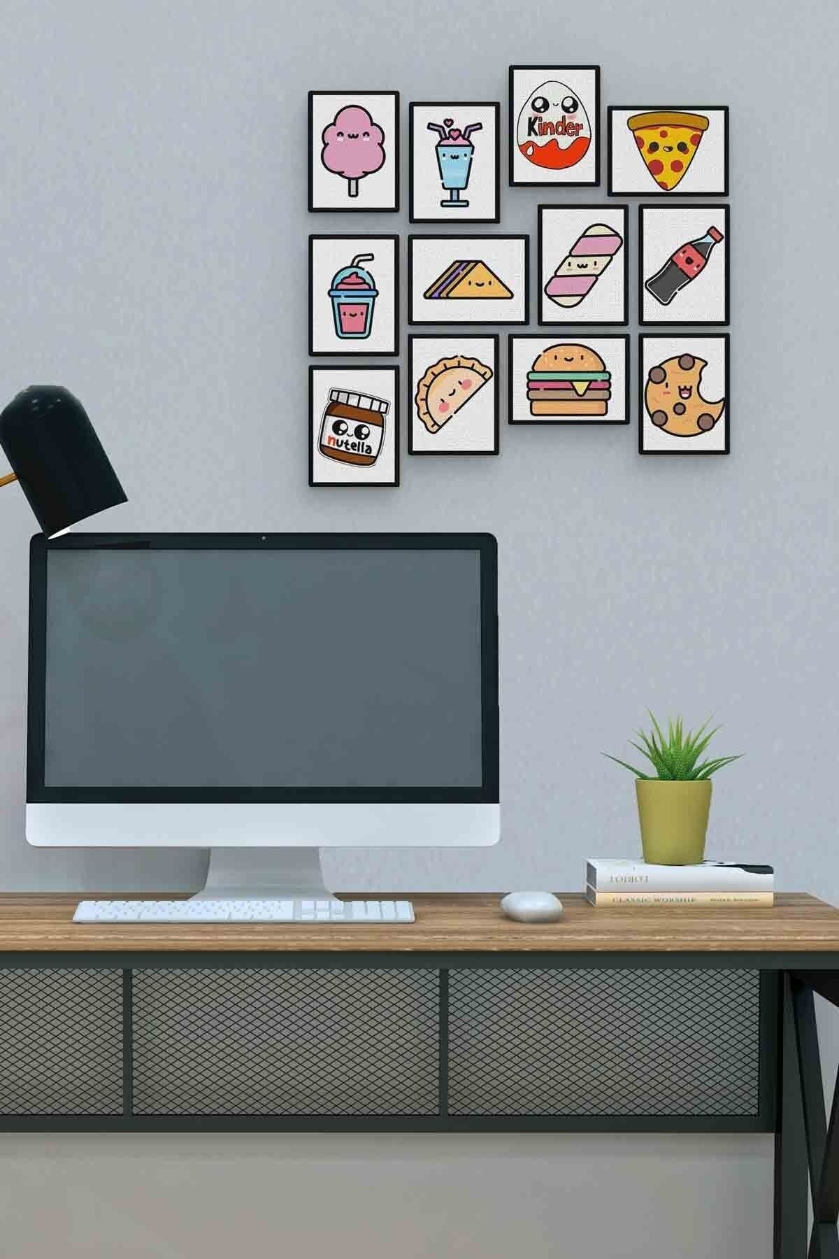 Fast Food 12 Parça Mdf (ahşap) Tablo Ofis Boyu