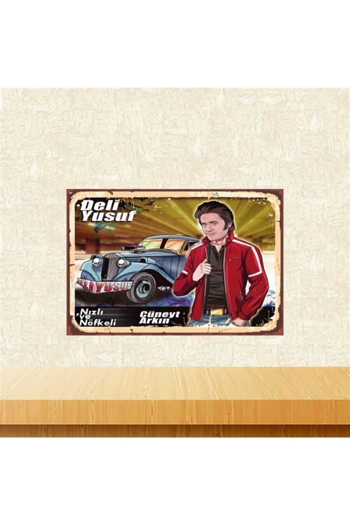 Deli Yusuf Cüneyt Arkın 20-30 Cm Retro Ahşap Tablo Tkfx5557