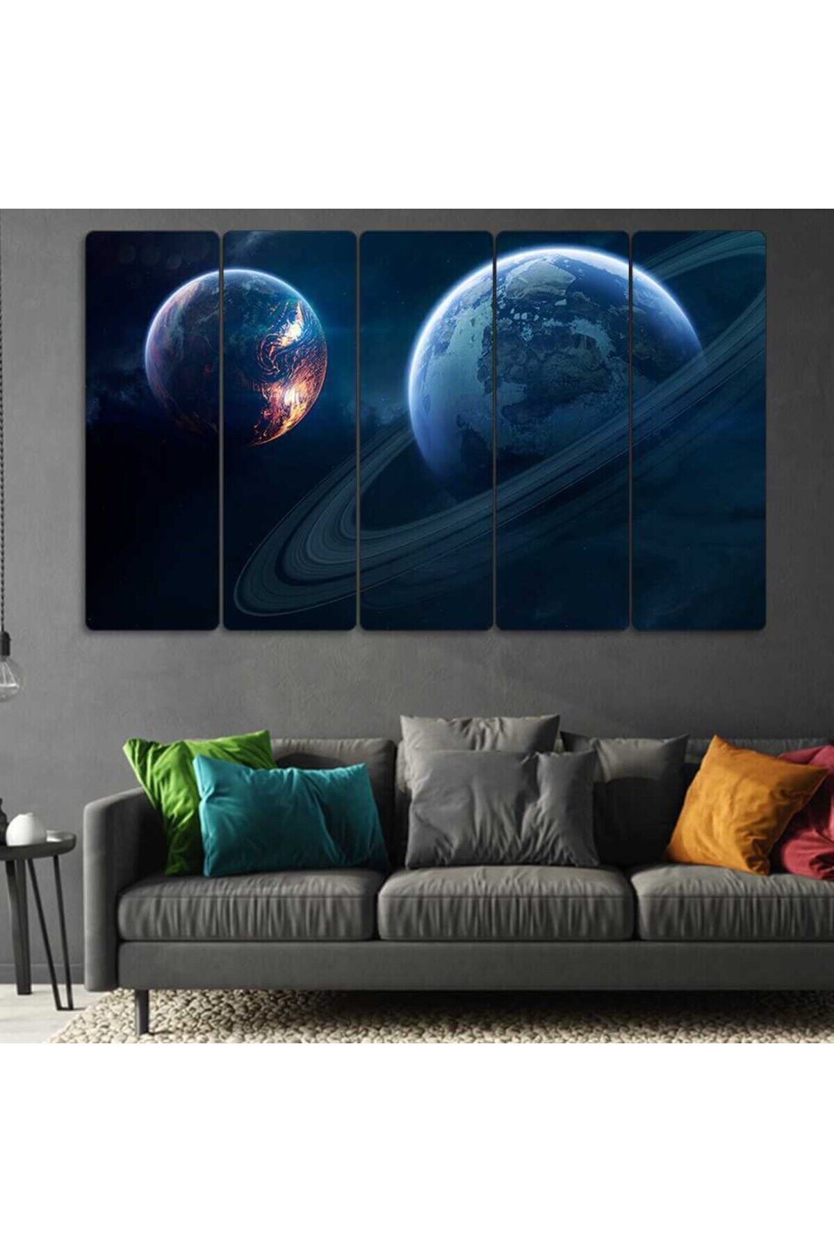 Satürn, Dünya, Gezegenler - 5 Parçalı Tablo