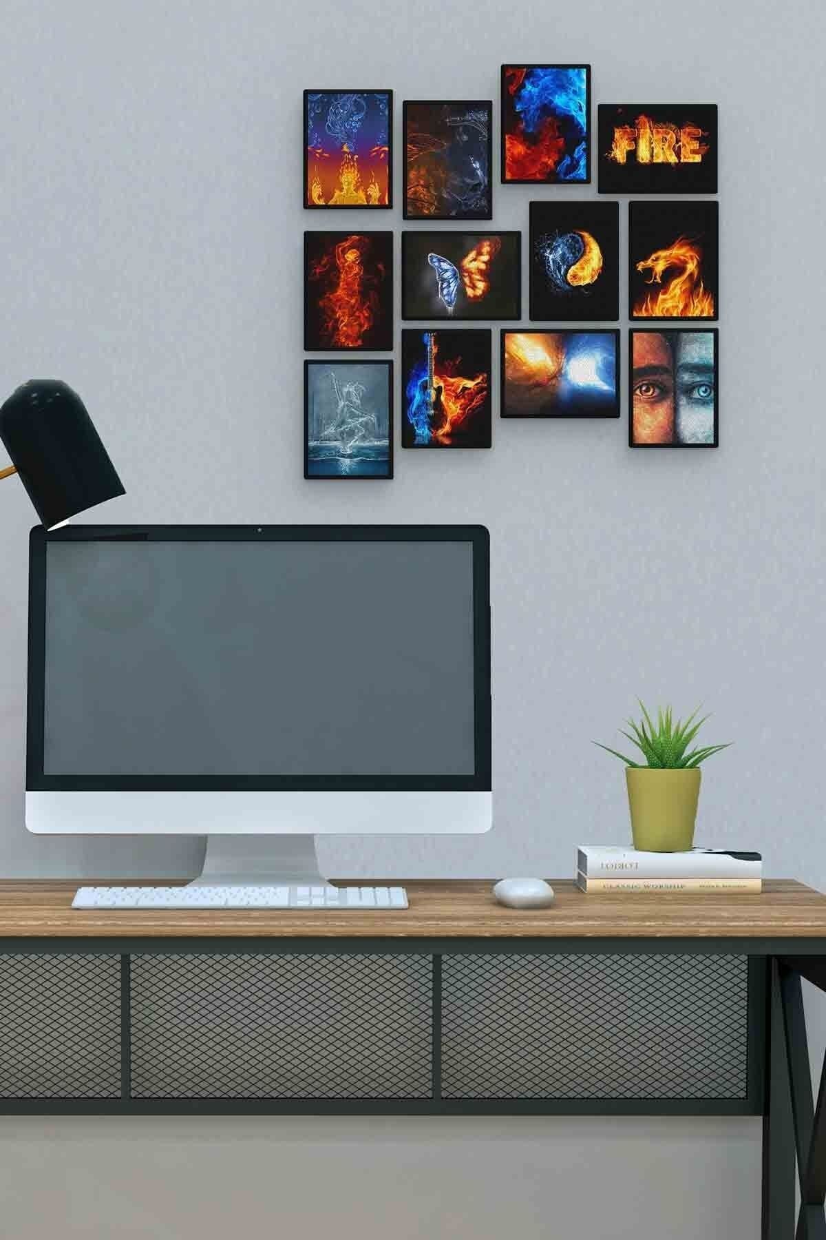 Su Ve Ateş 12 Parça Mdf (ahşap) Tablo Ofis Boyu