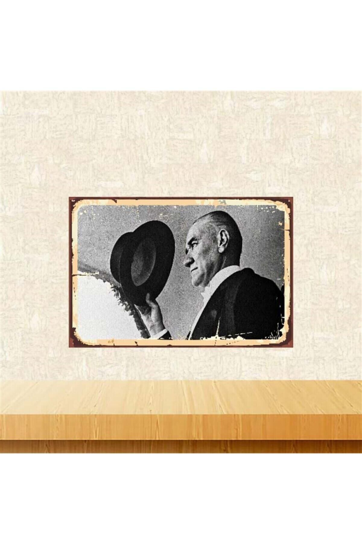 Mustafa Kemal Atatürk 20-30 cm Retro Ahşap Poster Tkfx4014