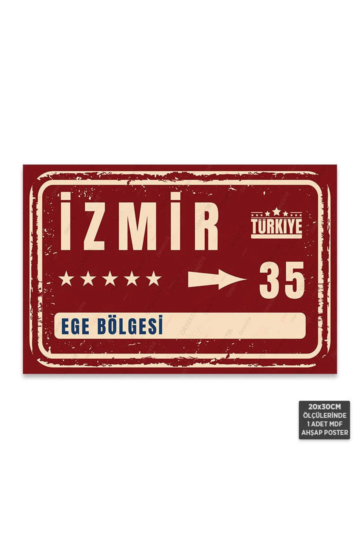 PT1099 - İzmir Şehir Tabelası Retro Mdf Ahşap Poster (20x30cm)
