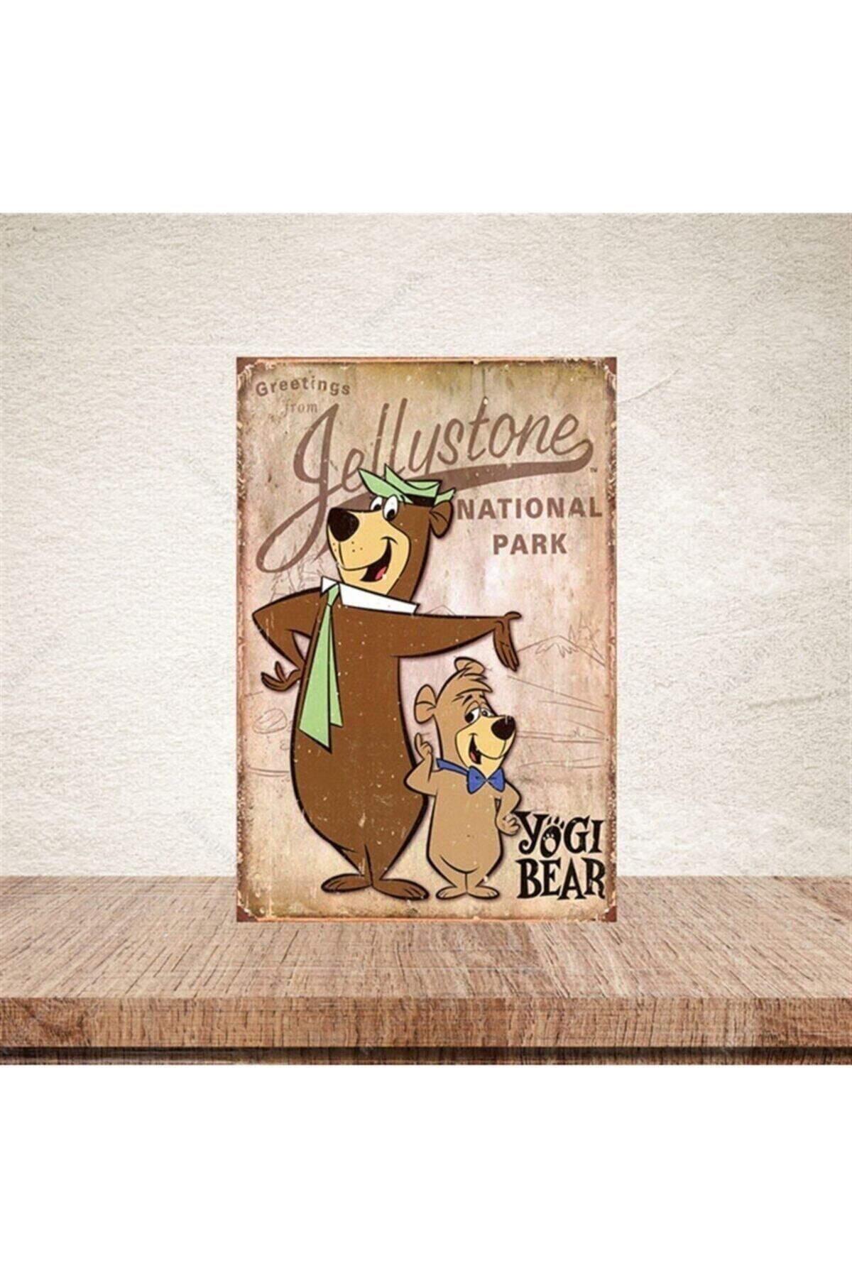 Yogi Bear Baskılı Retro Ahşap Poster 20-30 Cm