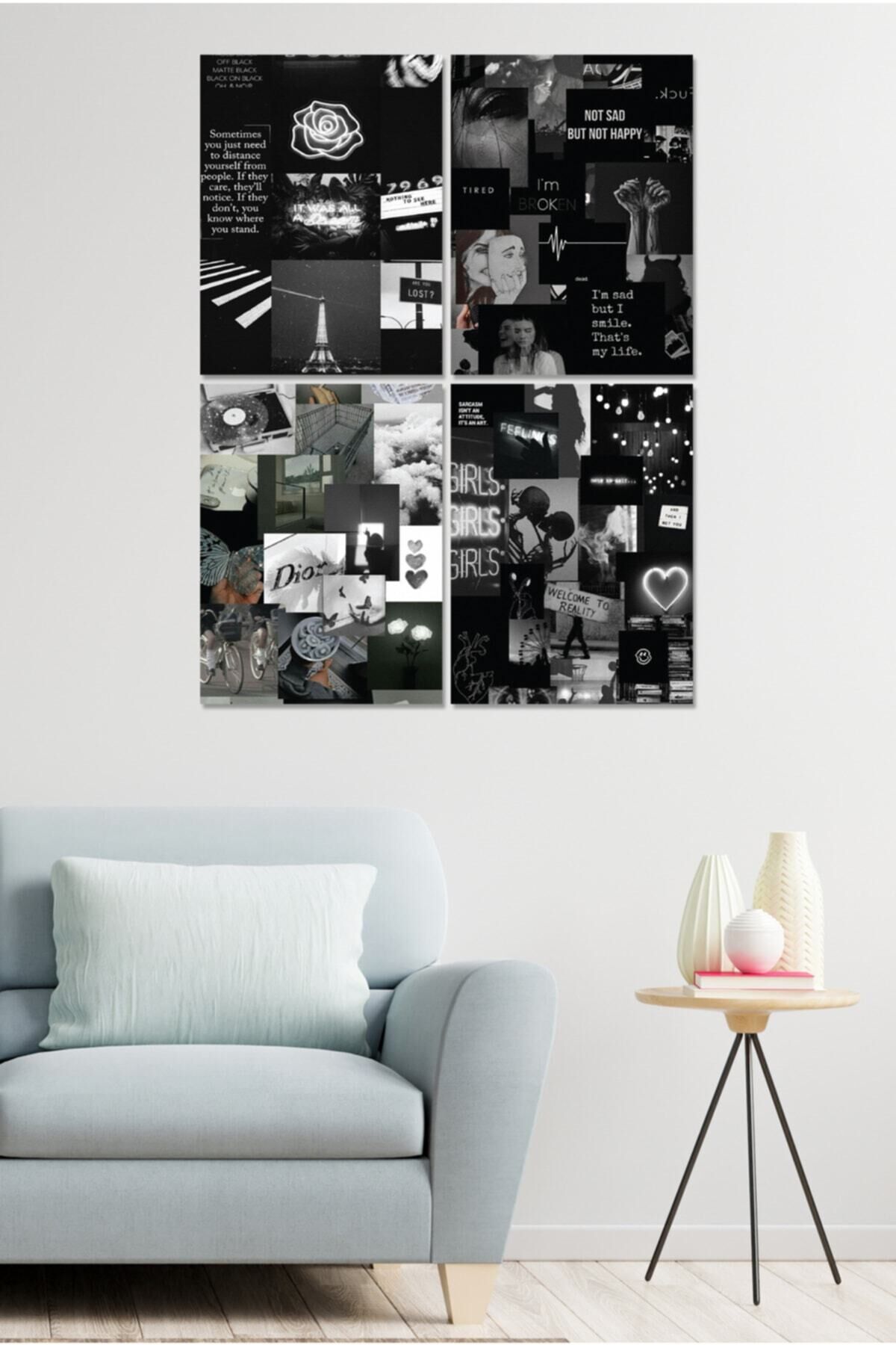 4 Parçalı Çerçeve Görünümlü Mdf Tablo Seti Dnu081