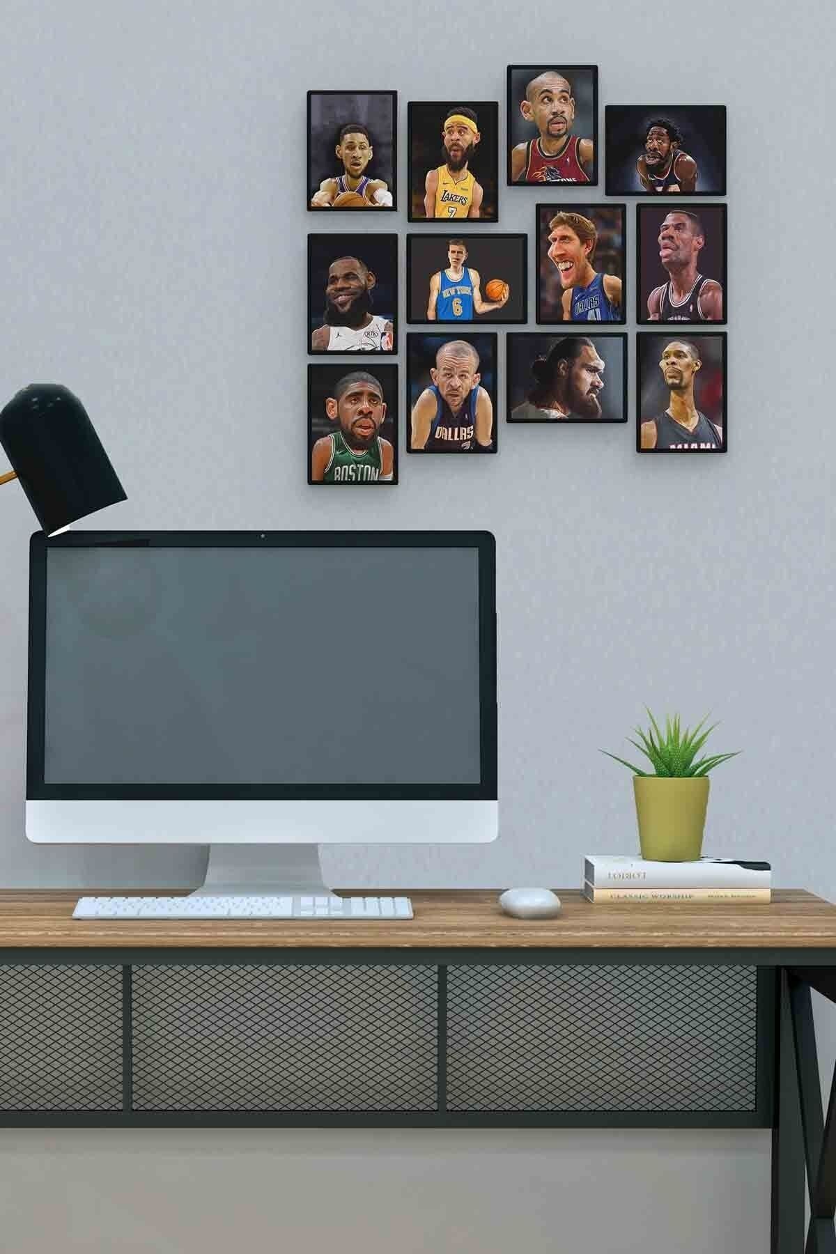 Basketçiler 12 Parça Mdf (ahşap) Tablo Ofis Boyu