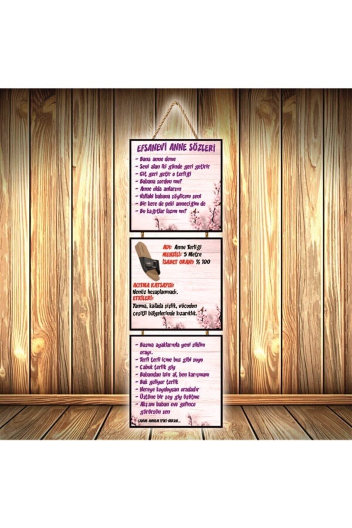 Anne Sözleri Tasarımlı Üçlü Retro Ahşap Poster Ü299