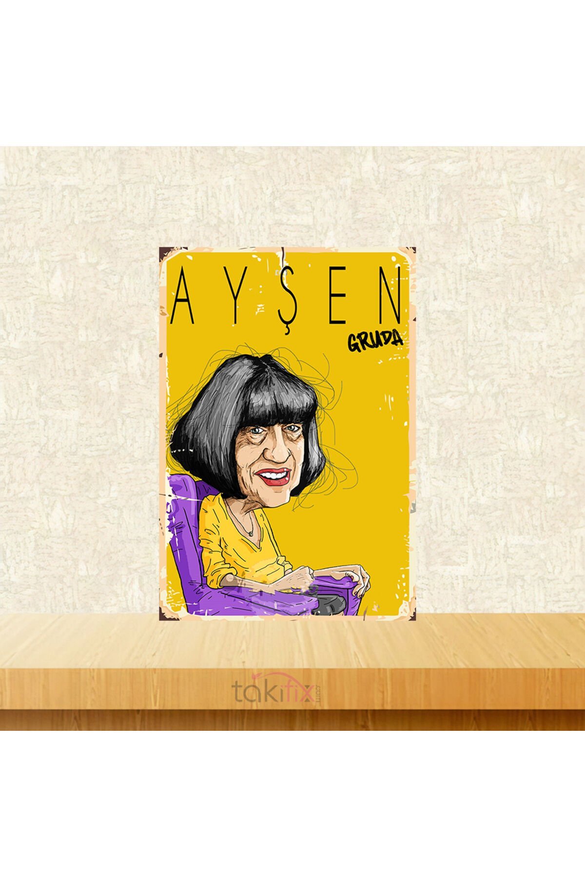 Ayşen Gruda Tasarımlı 20x30 Cm Retro Ahşap Tablo