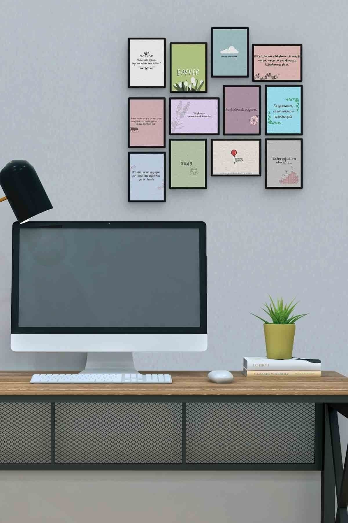 Motivasyon 12 Parça Mdf (ahşap) Tablo Ofis Boyu