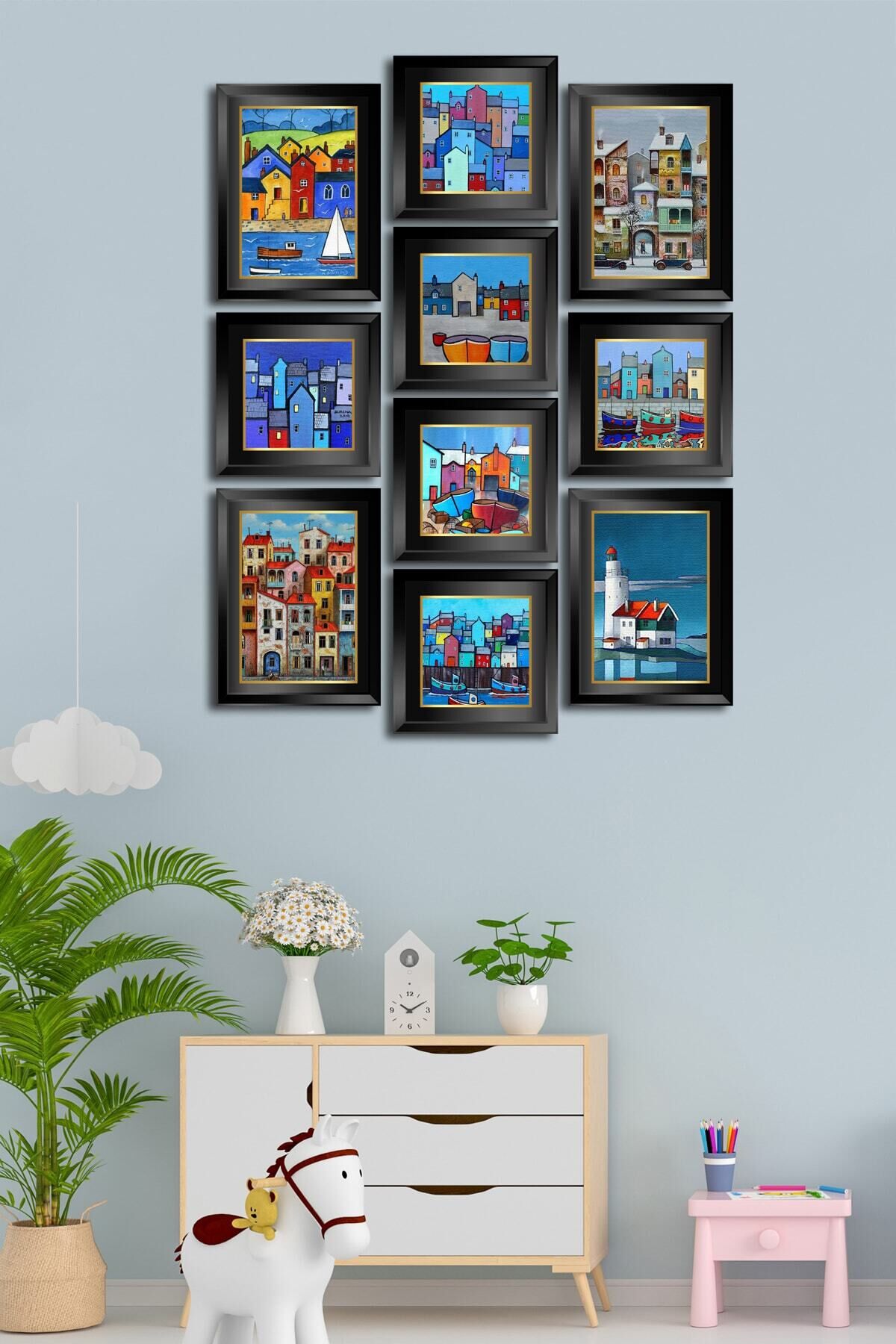 10 Parçalı Çerçeve Görünümlü Mdf Tablo Seti Flm032