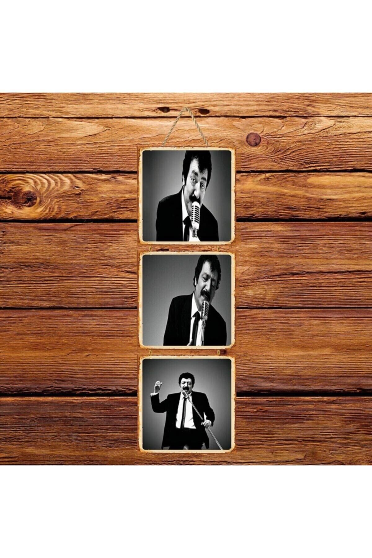 Müslüm Gürses Üçlü Retro Ahşap Poster