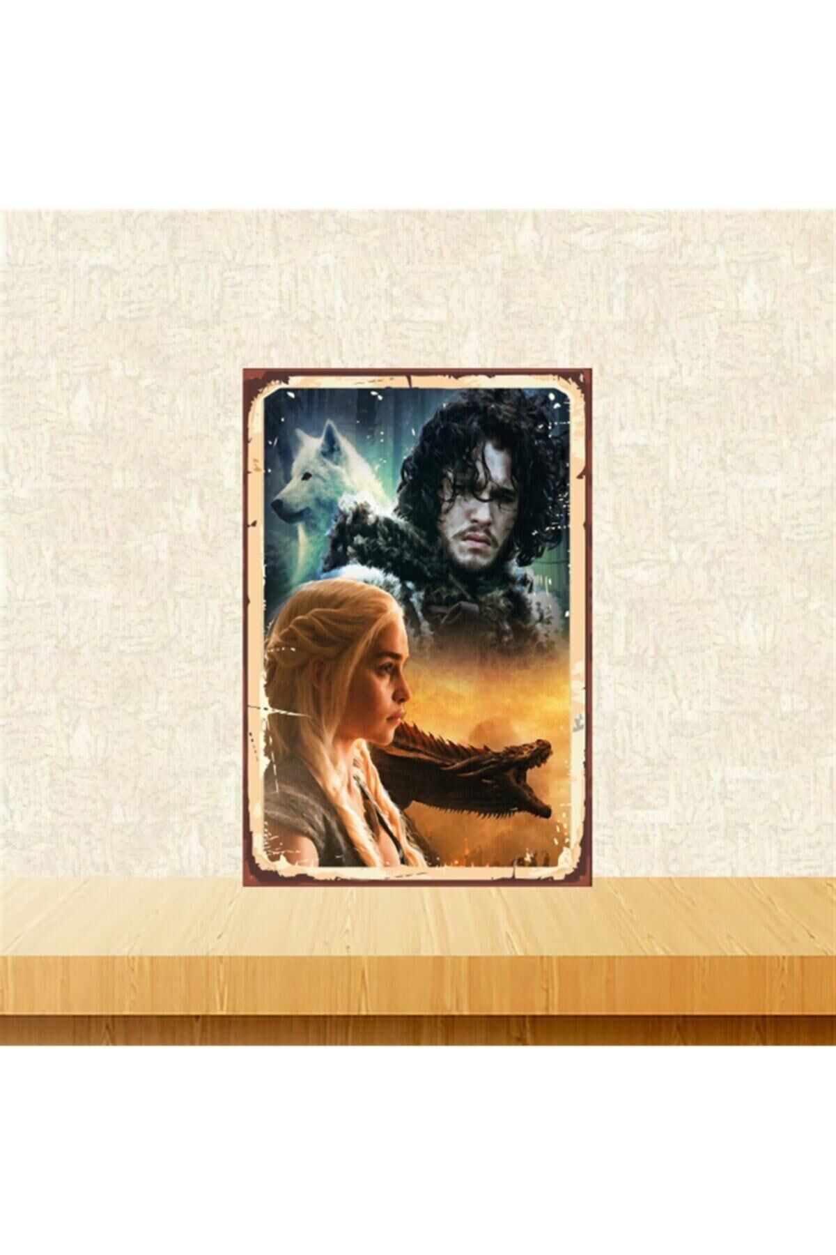 Game Of Thrones Tasarımlı Retro Ahşap Tablo 20-30 cm Tkfx5852