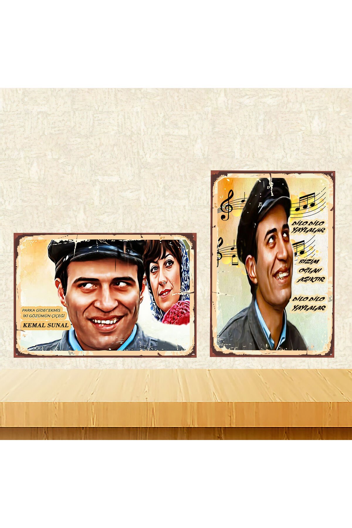 Kemal Sunal Ayşen Gruda Temalı 20 x 30 CM MDF Ahşap Duvar Tablosu Arkasından Yapışkan Mevcuttur.