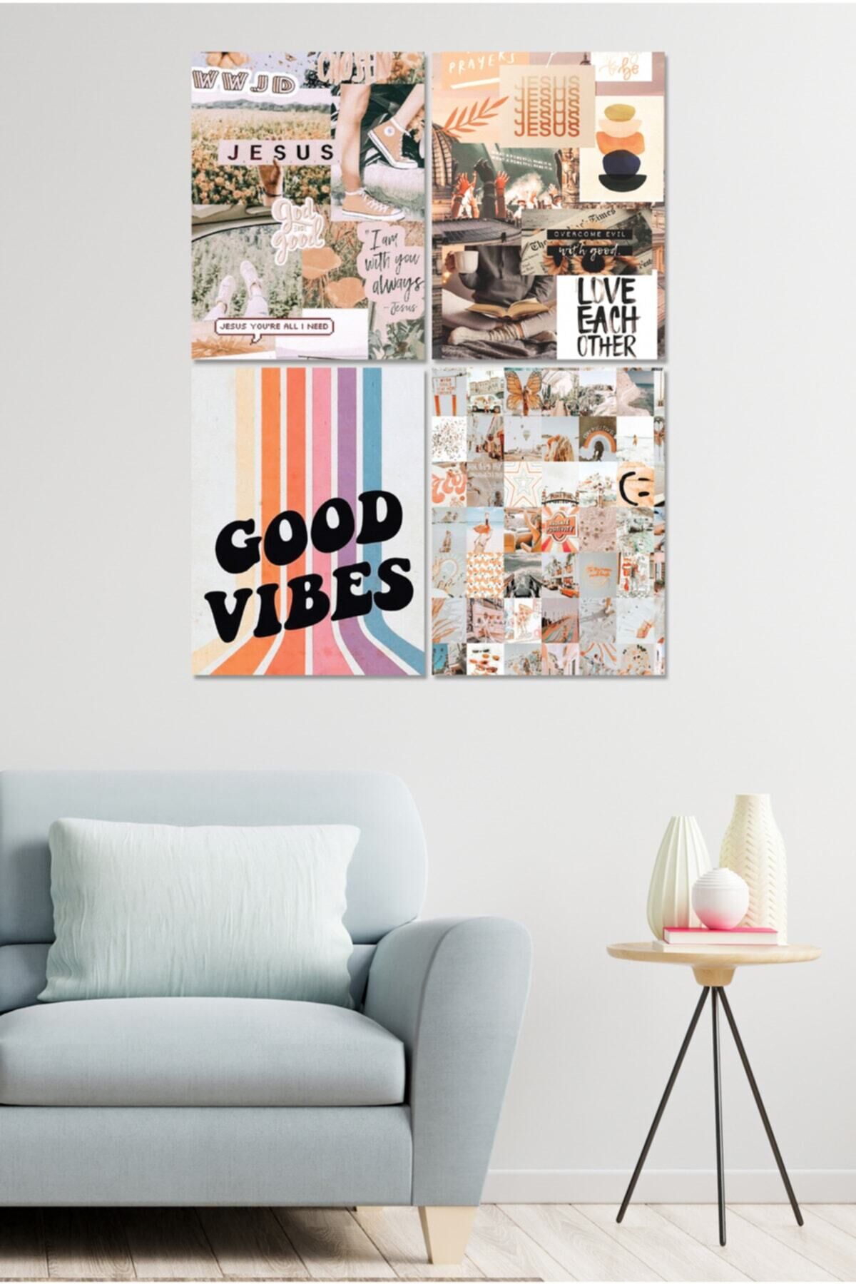 4 Parçalı Çerçeve Görünümlü Mdf Tablo Seti Dnu050