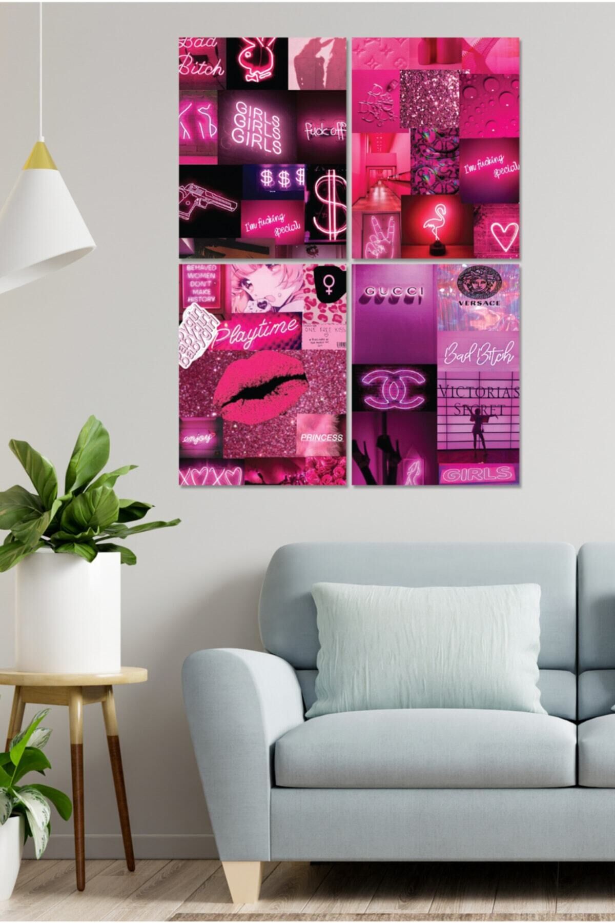 4 Parçalı Çerçeve Görünümlü Mdf Tablo Seti Dnu094