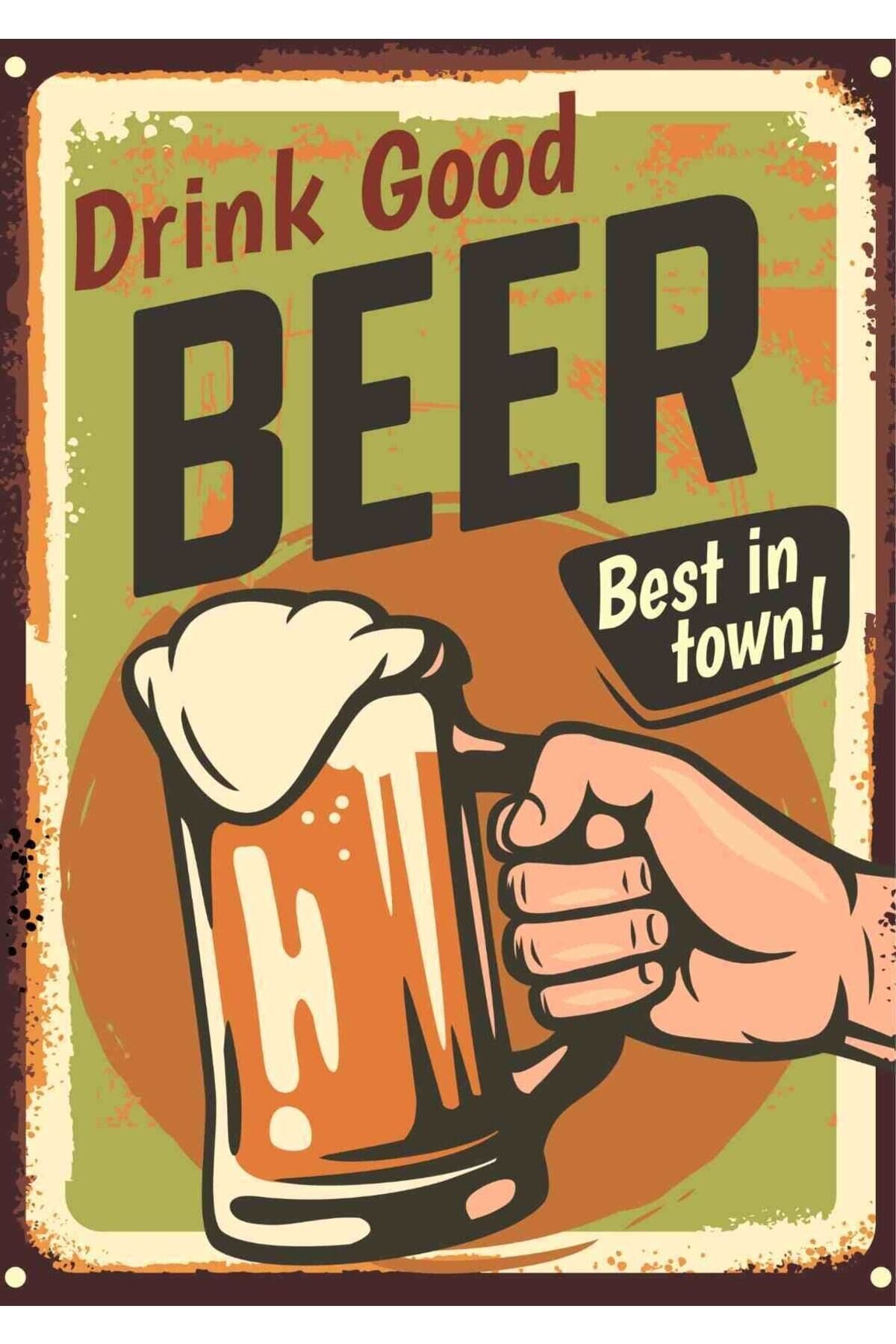 Drink Good Beer Retro Ahşap Poster