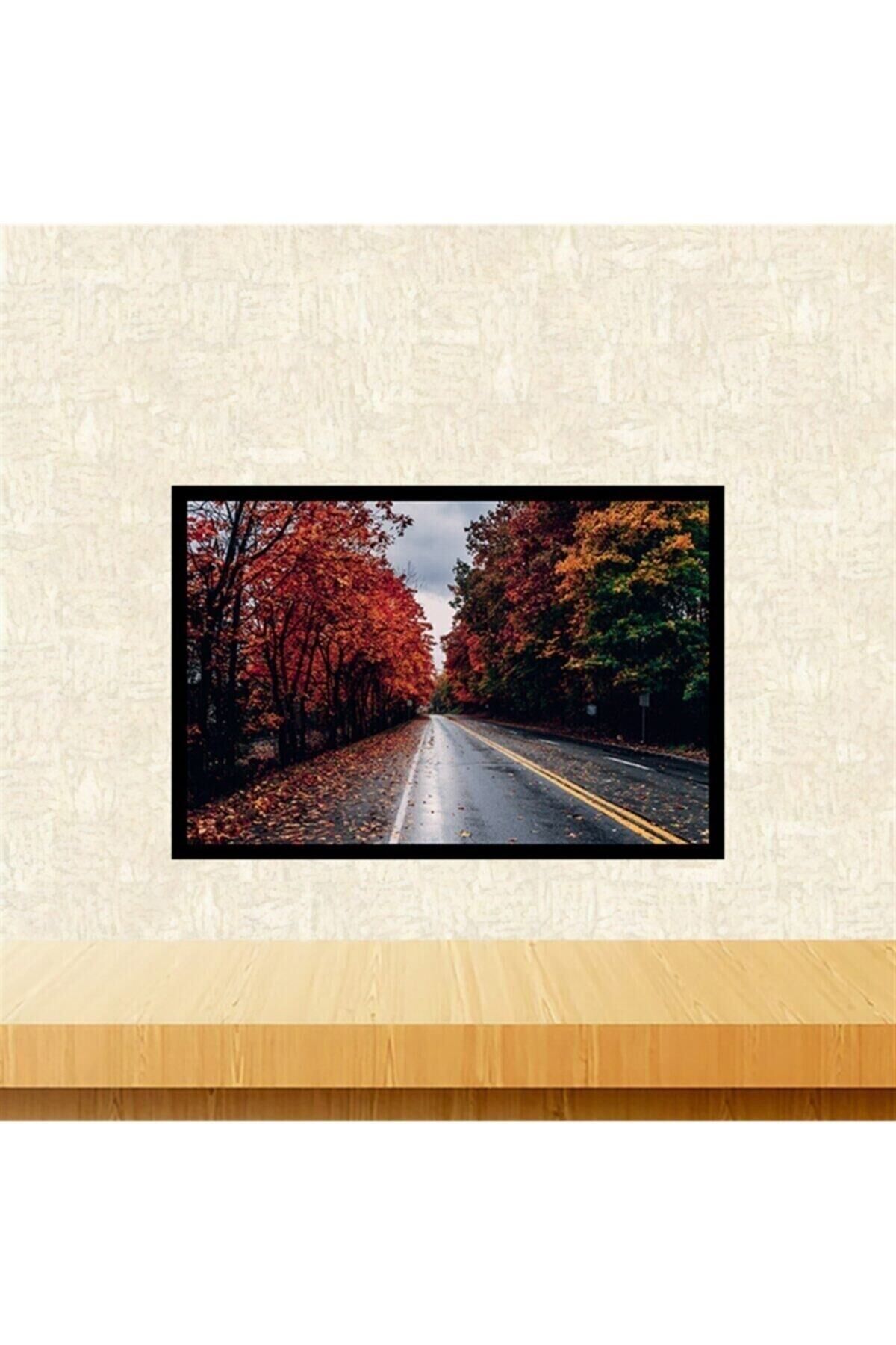 Sonbahar Ağaçları Tasarımlı 20-30 Cm Retro Ahşap Tablo Tkfx5975