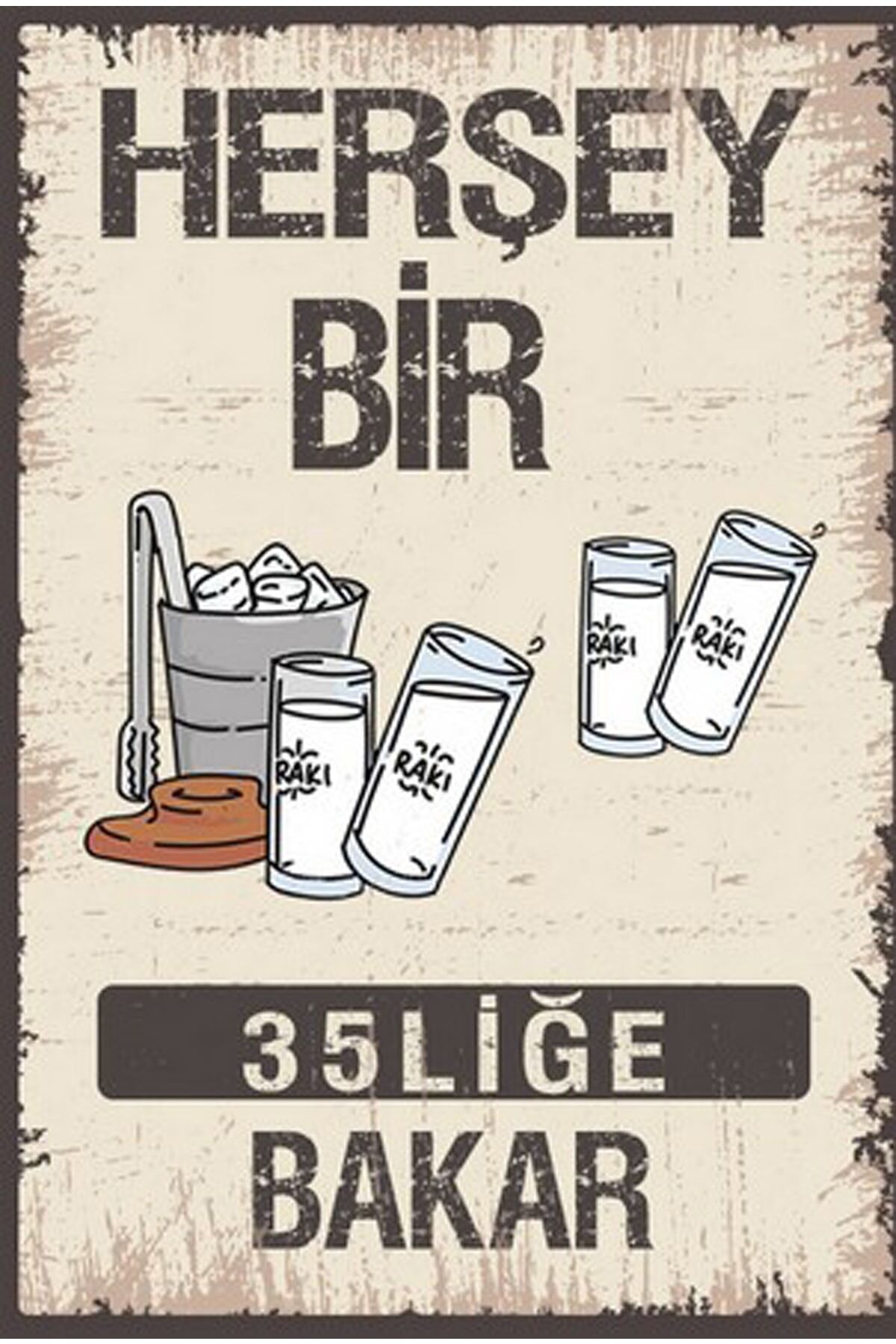 Her Şey 35 Liğe Bakar Retro Ahşap Poster