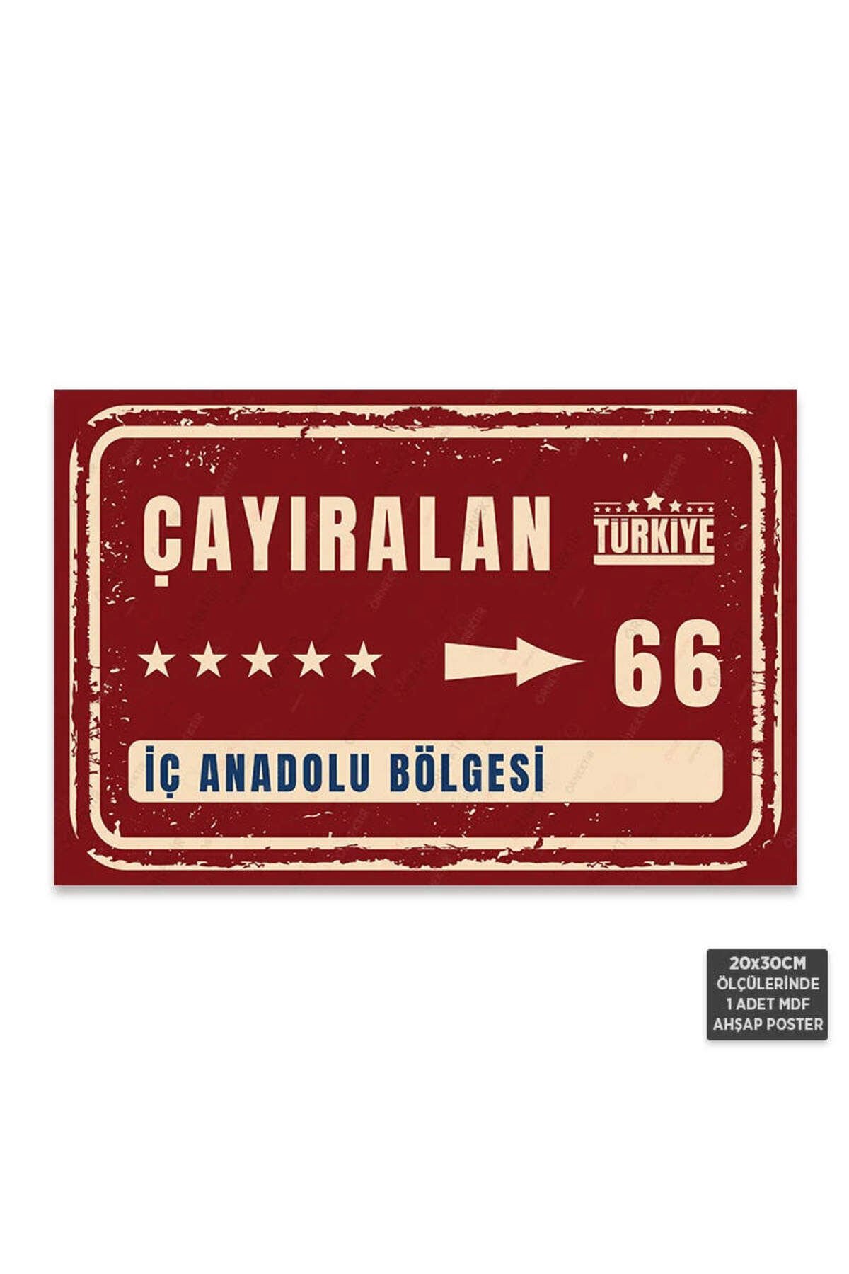 PT1209 - Çayıralan Şehir Tabelası Retro Mdf Ahşap Poster (20x30cm)