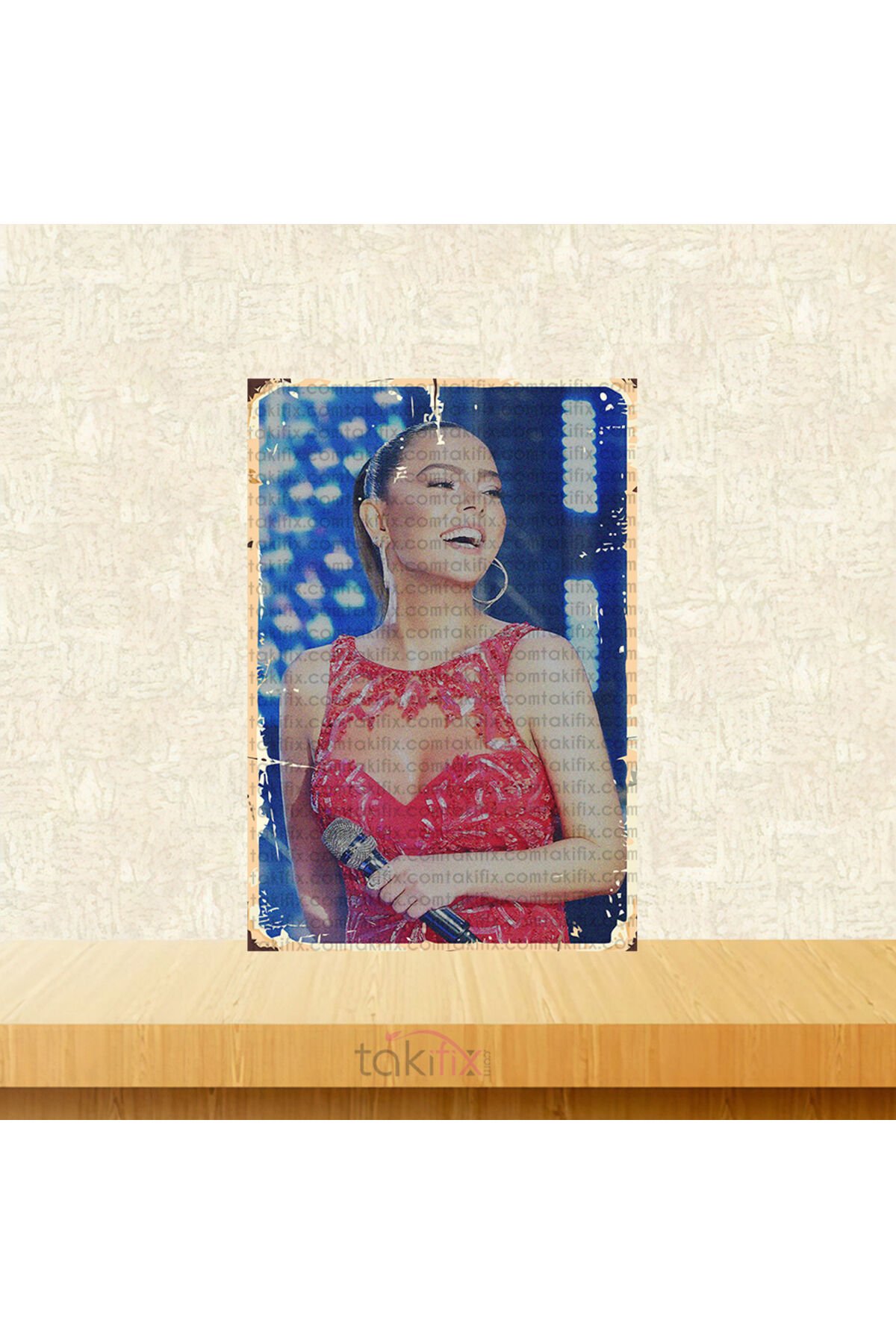 Ebru Gündeş Tasarımlı 20x30 Cm Retro Ahşap Tablo