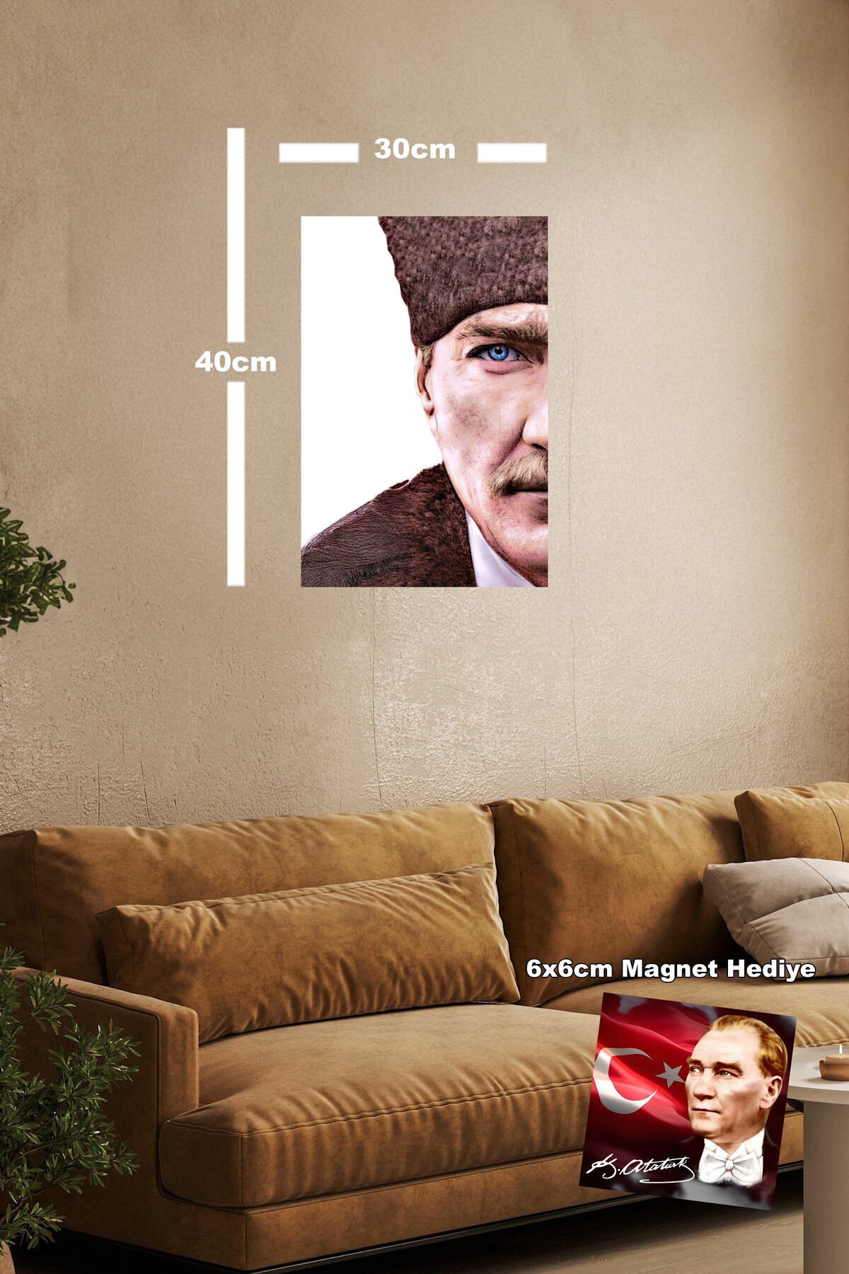Atatürk Renkli Poster 3mm MDF UV Baskı 30x40 Retro Tablo