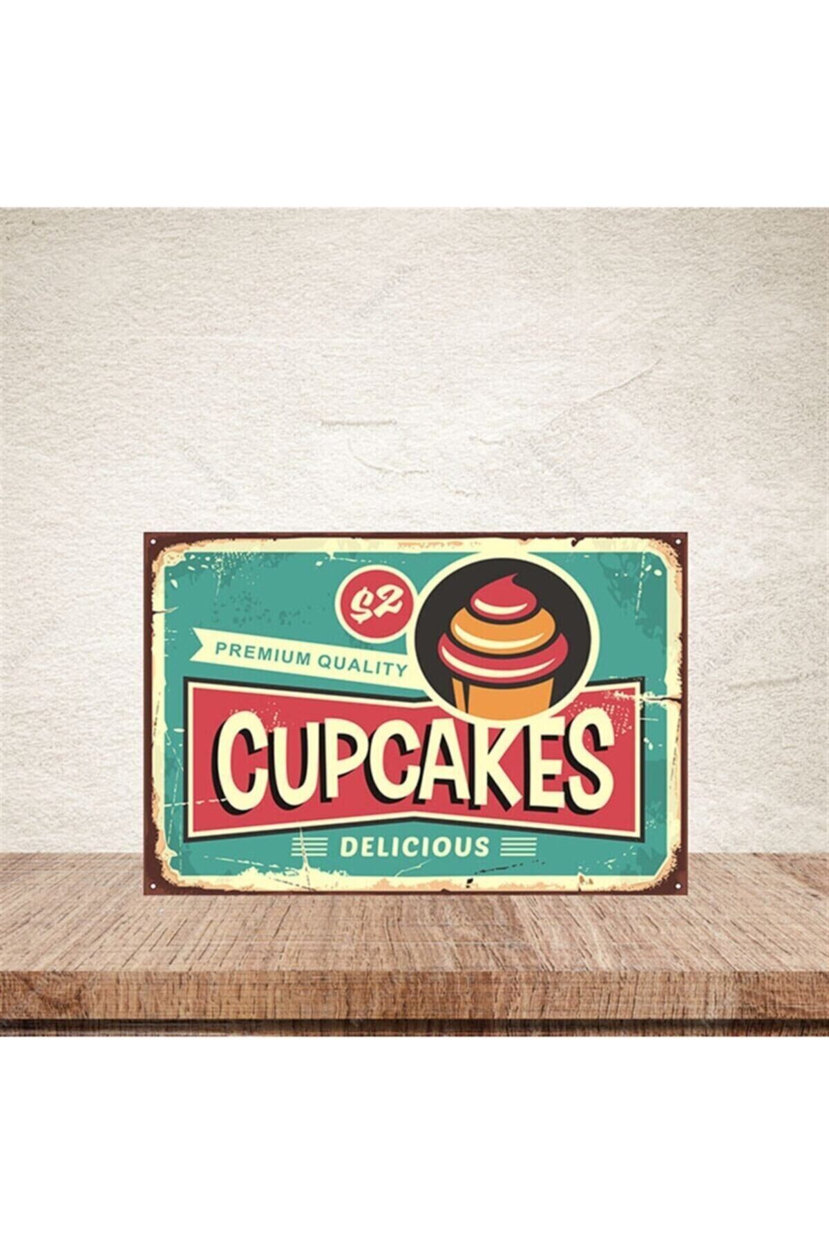 Cupcakes 20-30 cm Retro Ahşap Poster