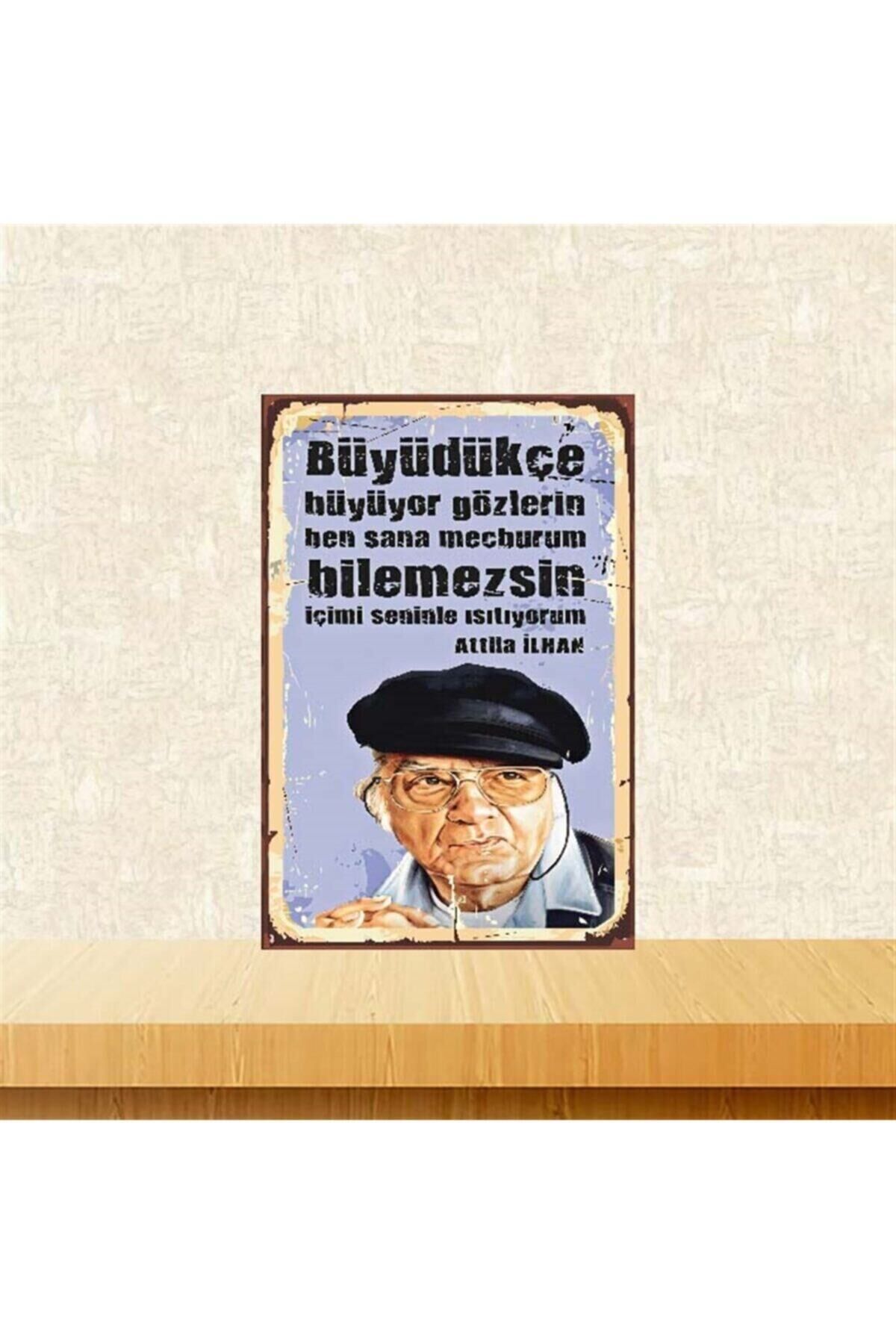 Ben Sana Mecburum Atilla Ilhan 20-30 Cm Retro Ahşap Poster