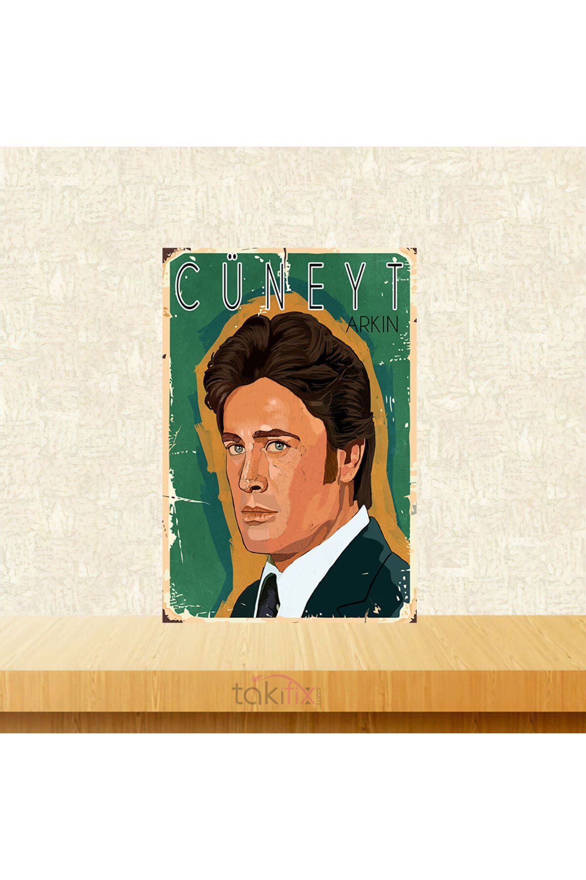 Cüneyt Arkın Tasarımlı 20x30 Cm Retro Ahşap Tablo