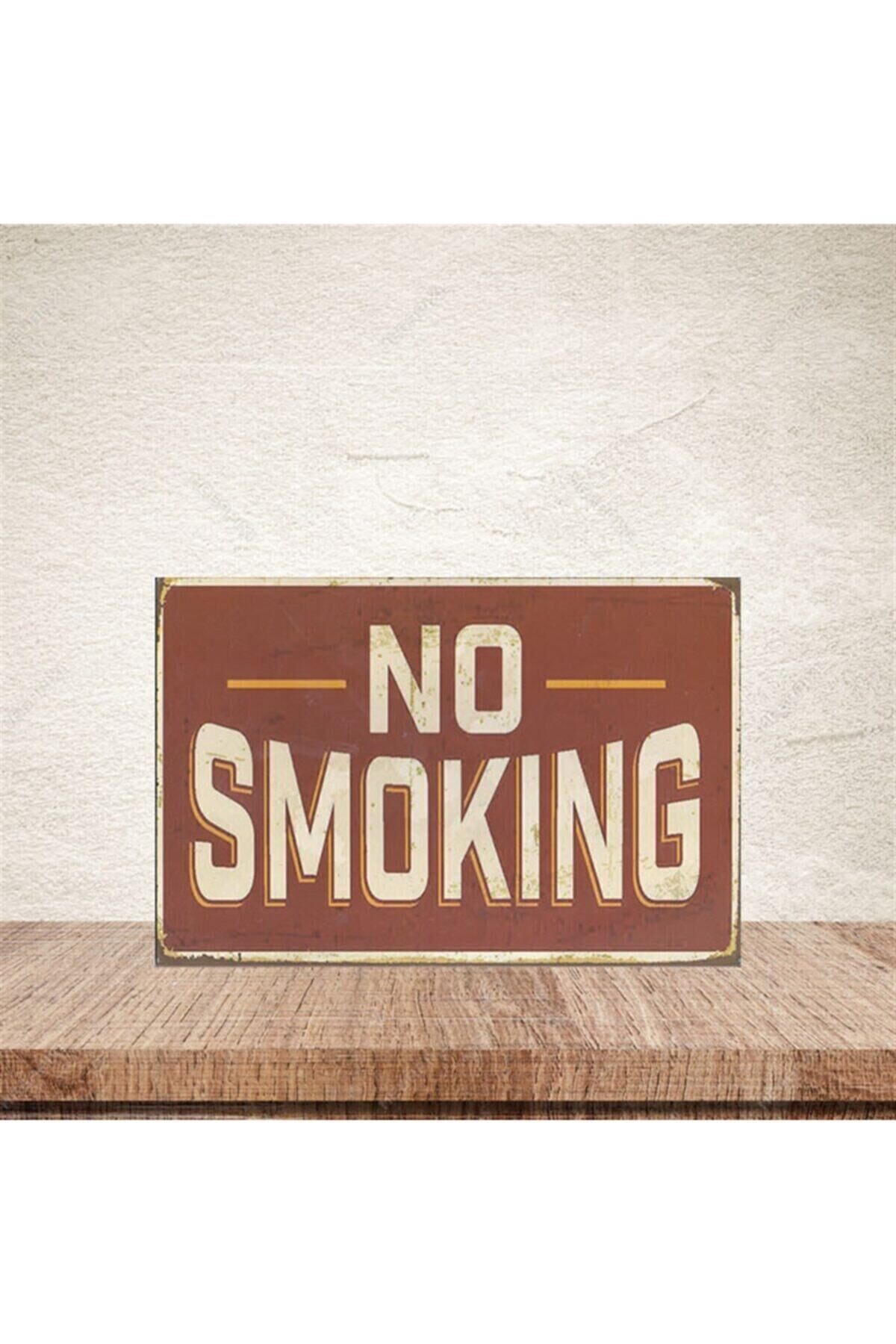 No Smoking 20-30 cm Retro Ahşap Poster