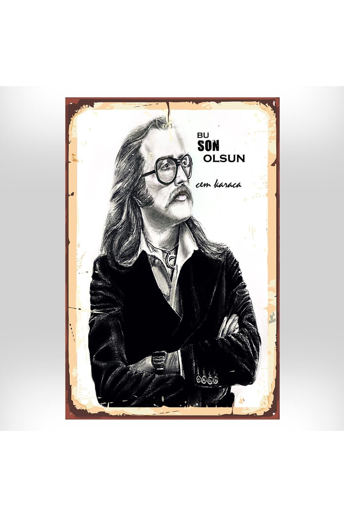 Cem Karaca Bu Son Olsun Tasarımlı 20x30 cm Retro Ahşap Tablo