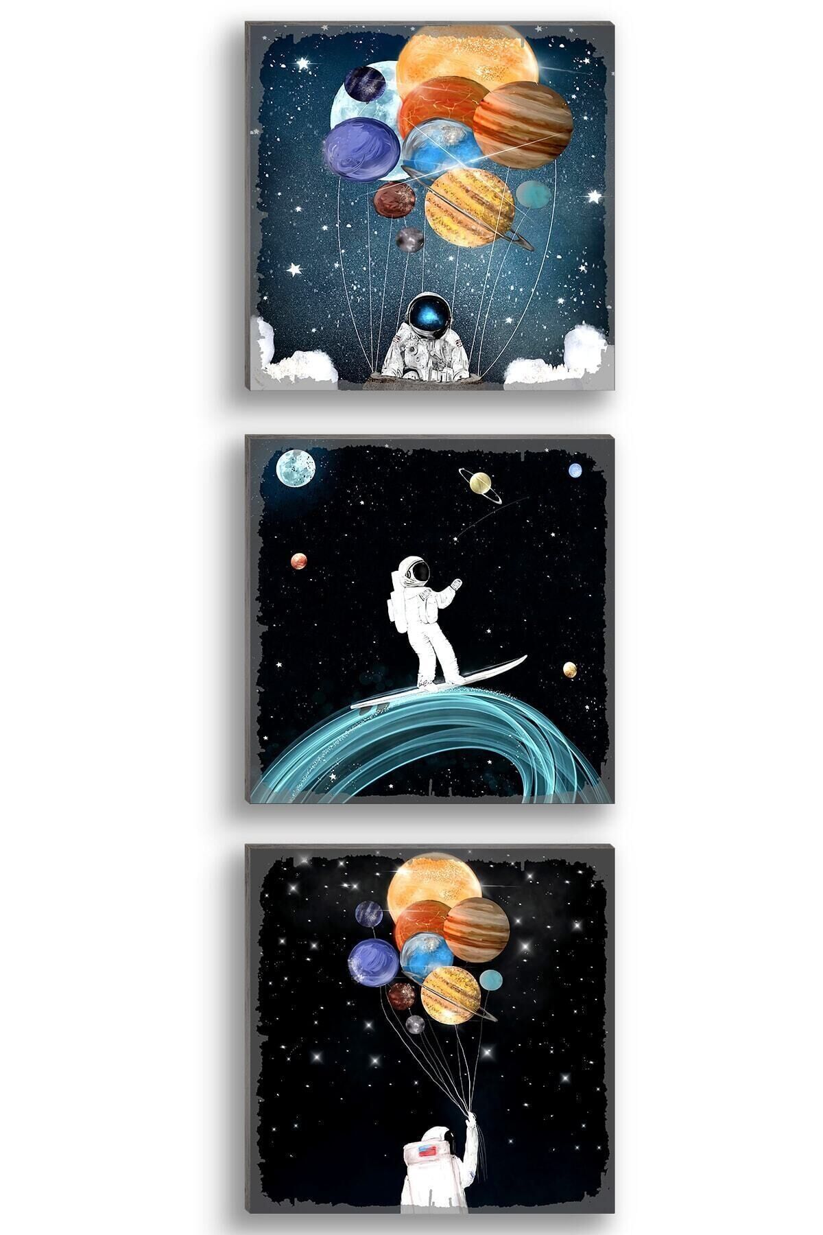 Gezegenler Ve Astronot 3'lü Set Poster