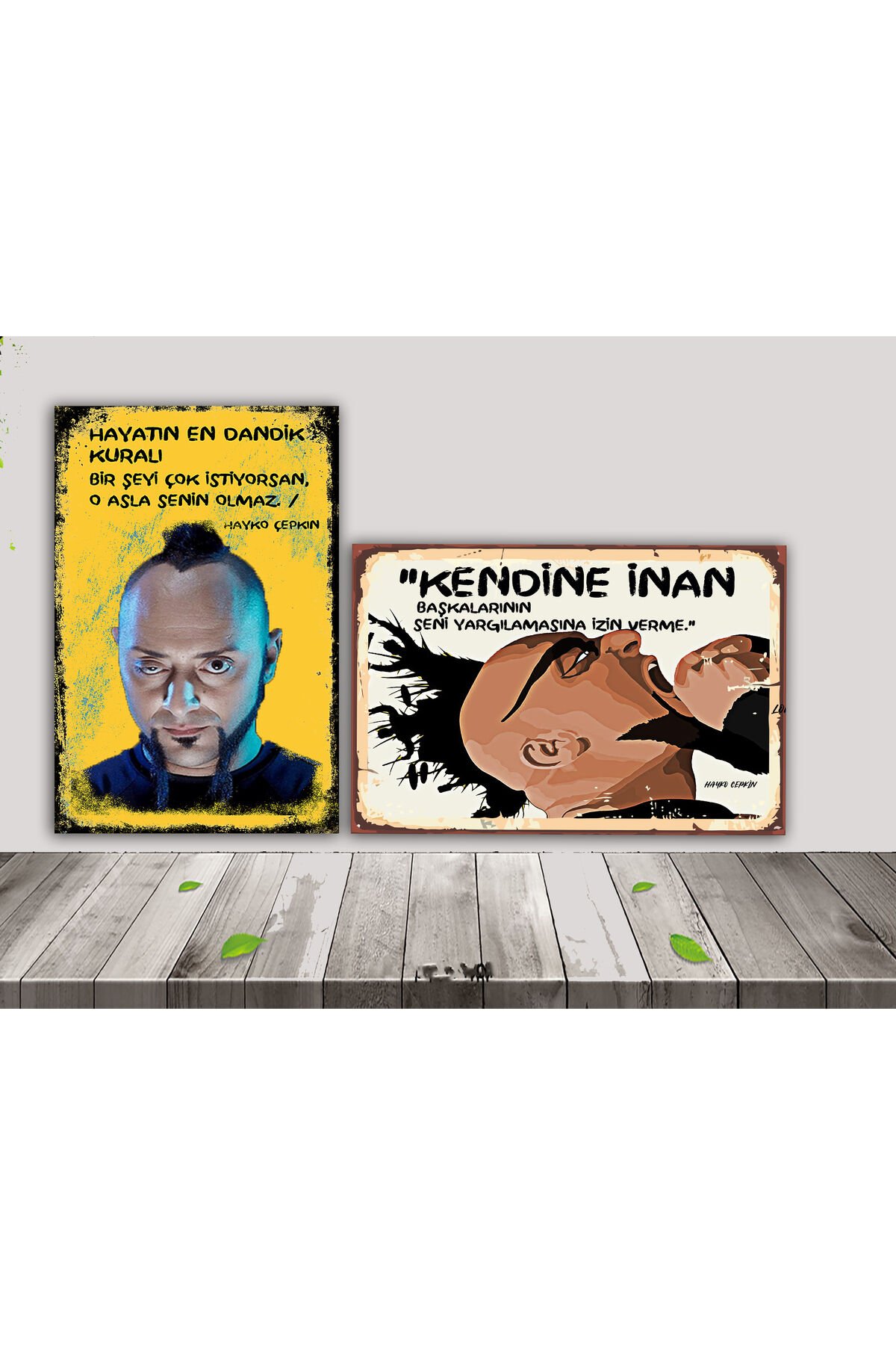Hayko Cepkin Sözler Temalı 2 Adet 20 x 30 CM MDF Ahşap Duvar Tablosu