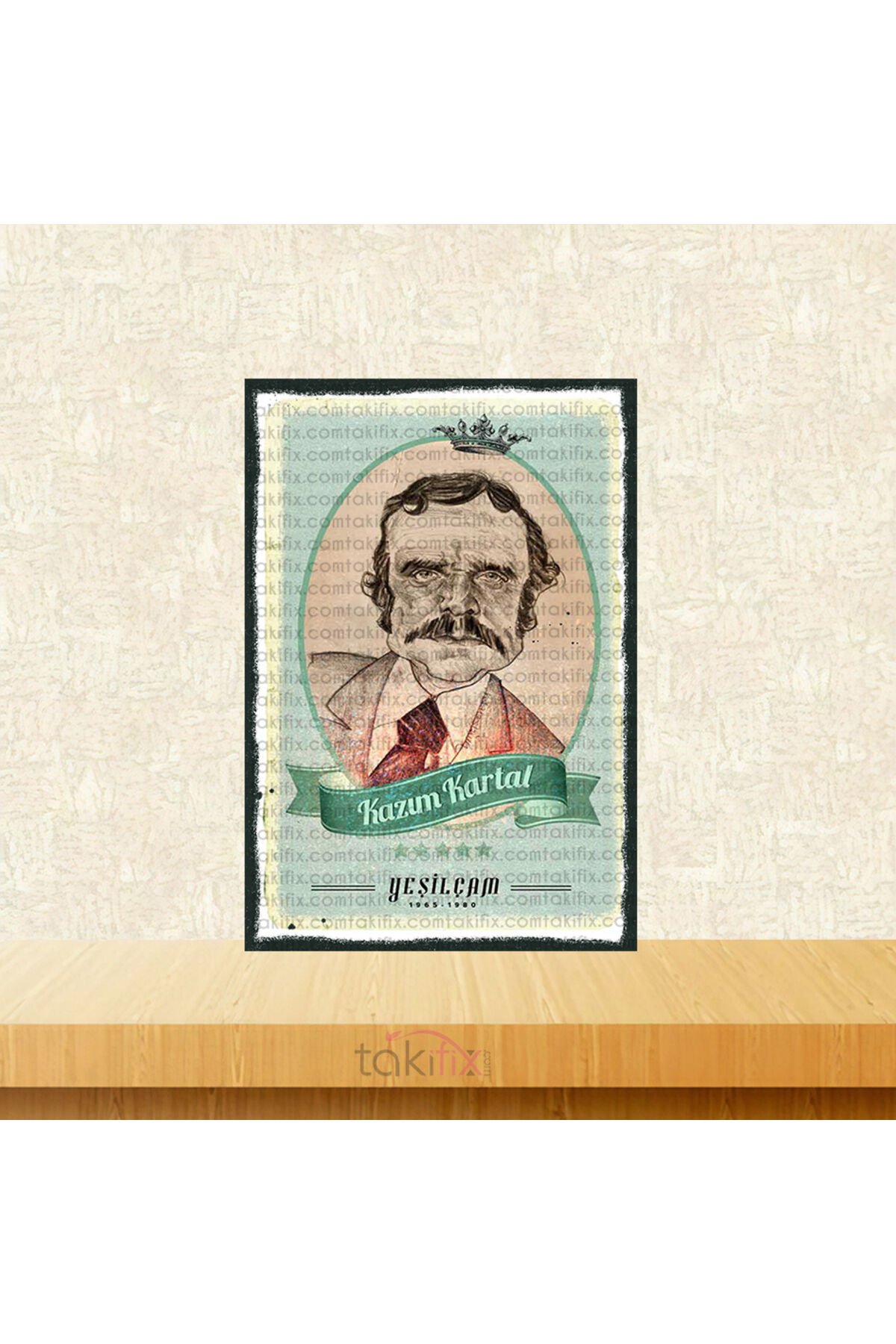 Kazım Kartal Yeşilçam Tasarımlı 20x30 Cm Retro Ahşap Tablo